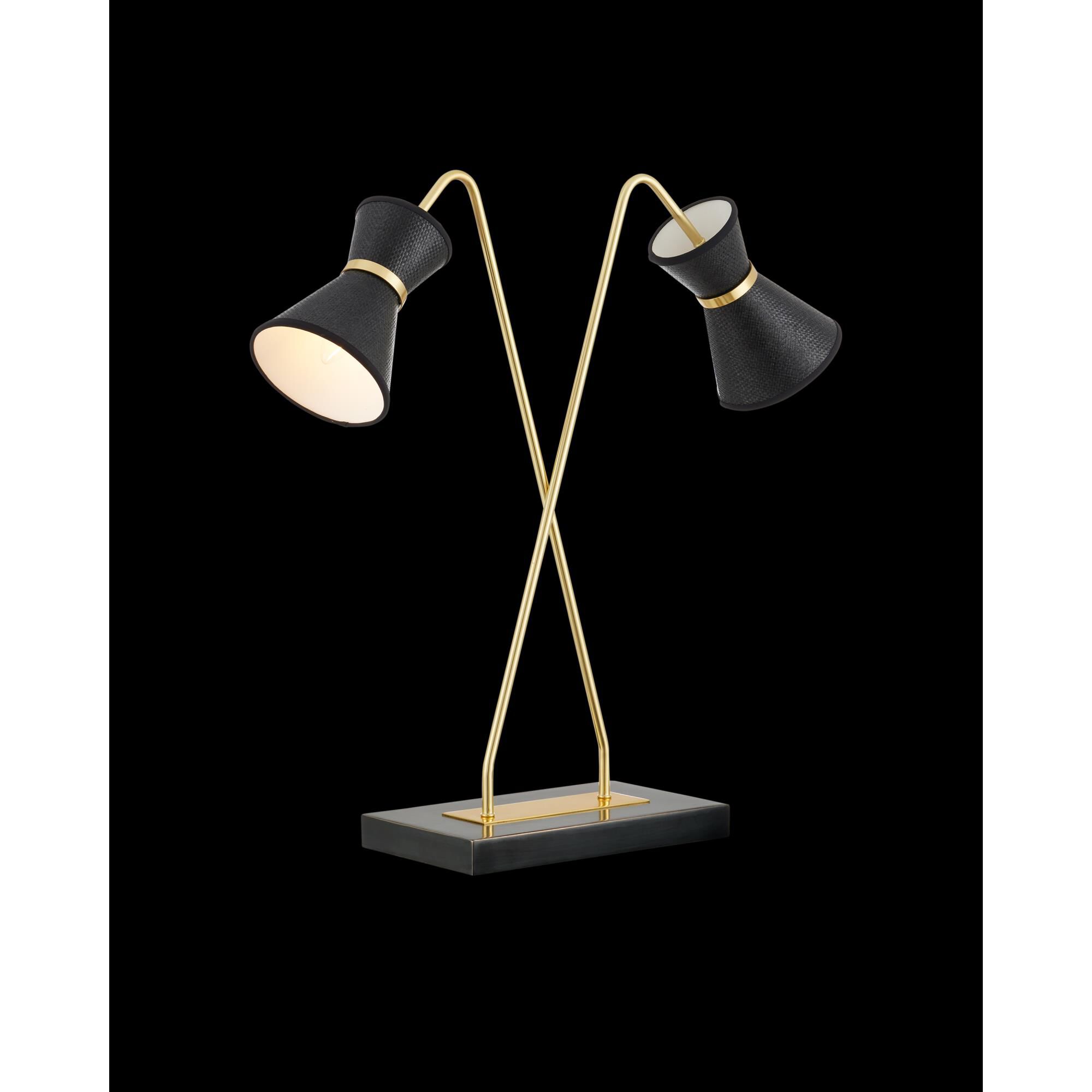 Shown in Polished Brass, Oil Rubbed Bronze and Black finish and Black Paper shade