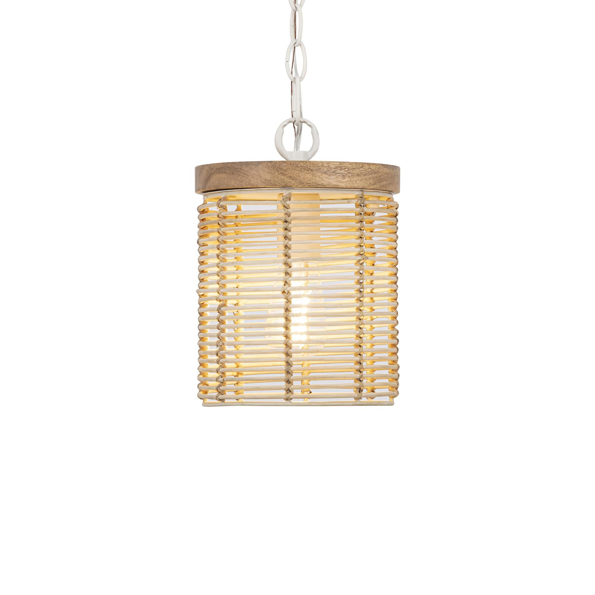 Shown in Ecru finish and Rattan shade