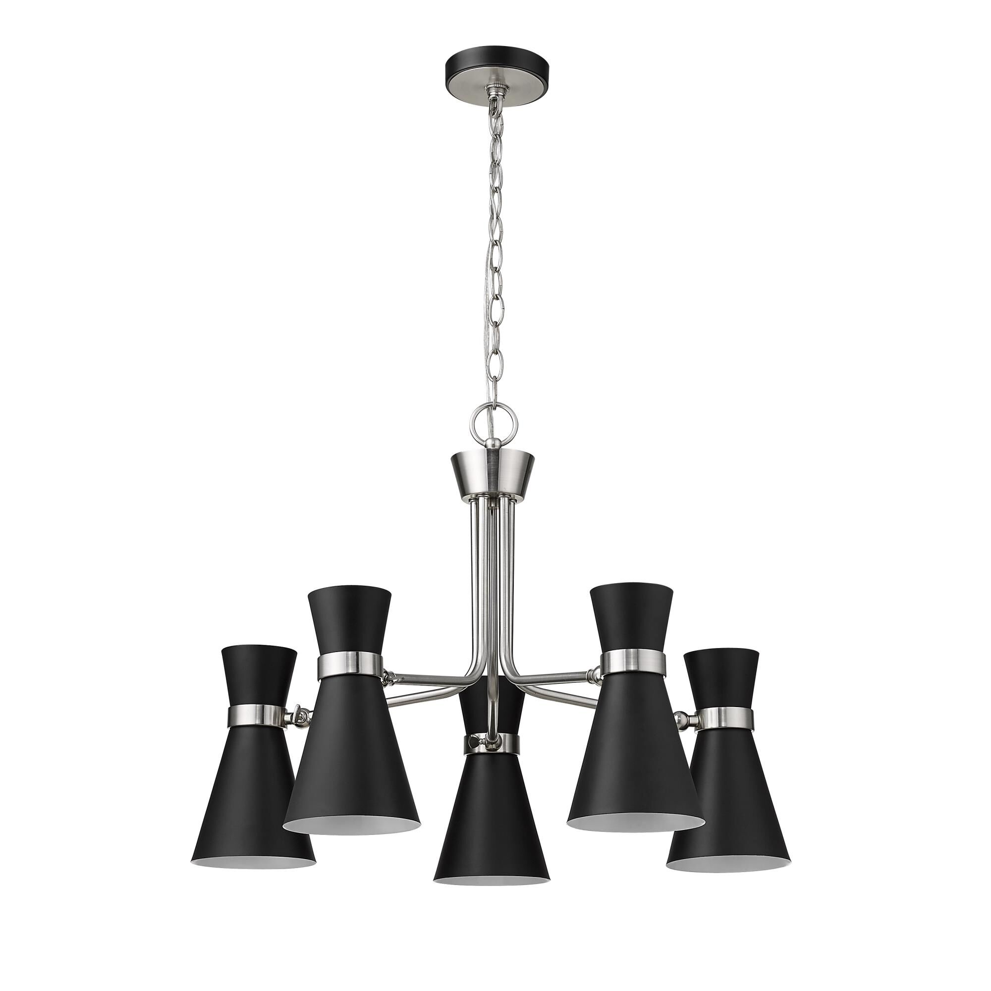 Shown in Matte Black + Brushed Nickel finish and Metal glass and Metal shade