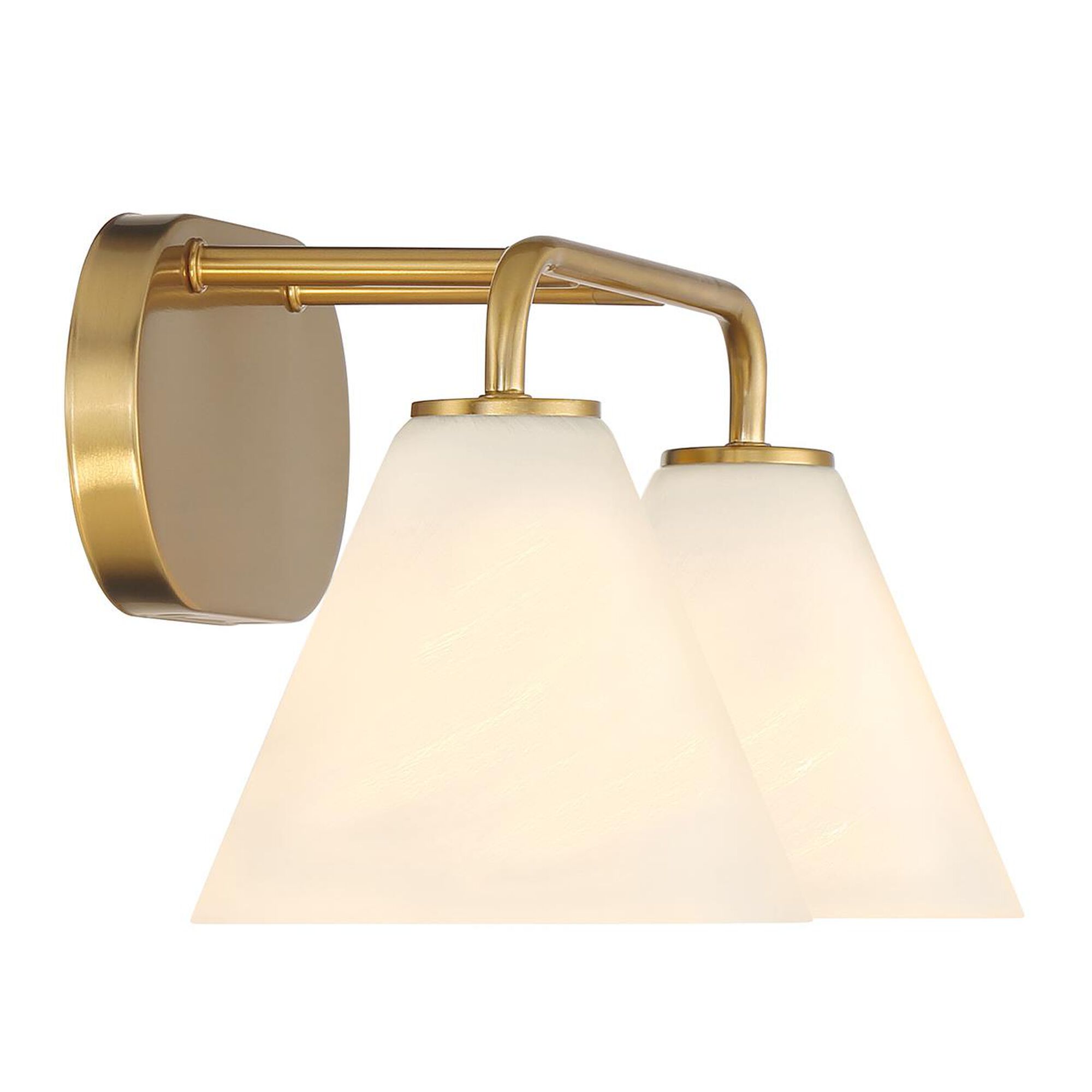 Shown in Warm Brass finish and White Strie glass