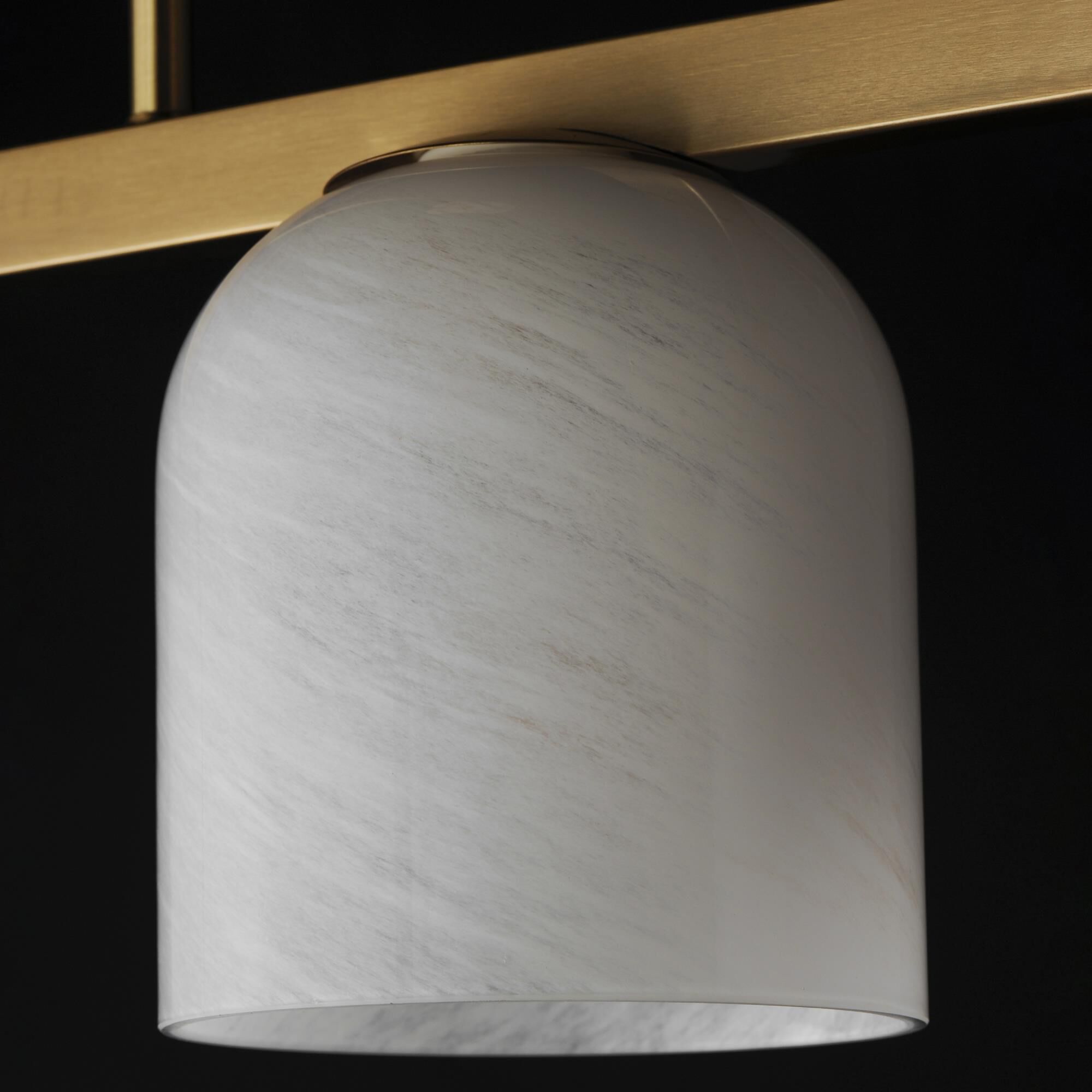 Shown in Natural Aged Brass finish and Marble glass and Glass shade