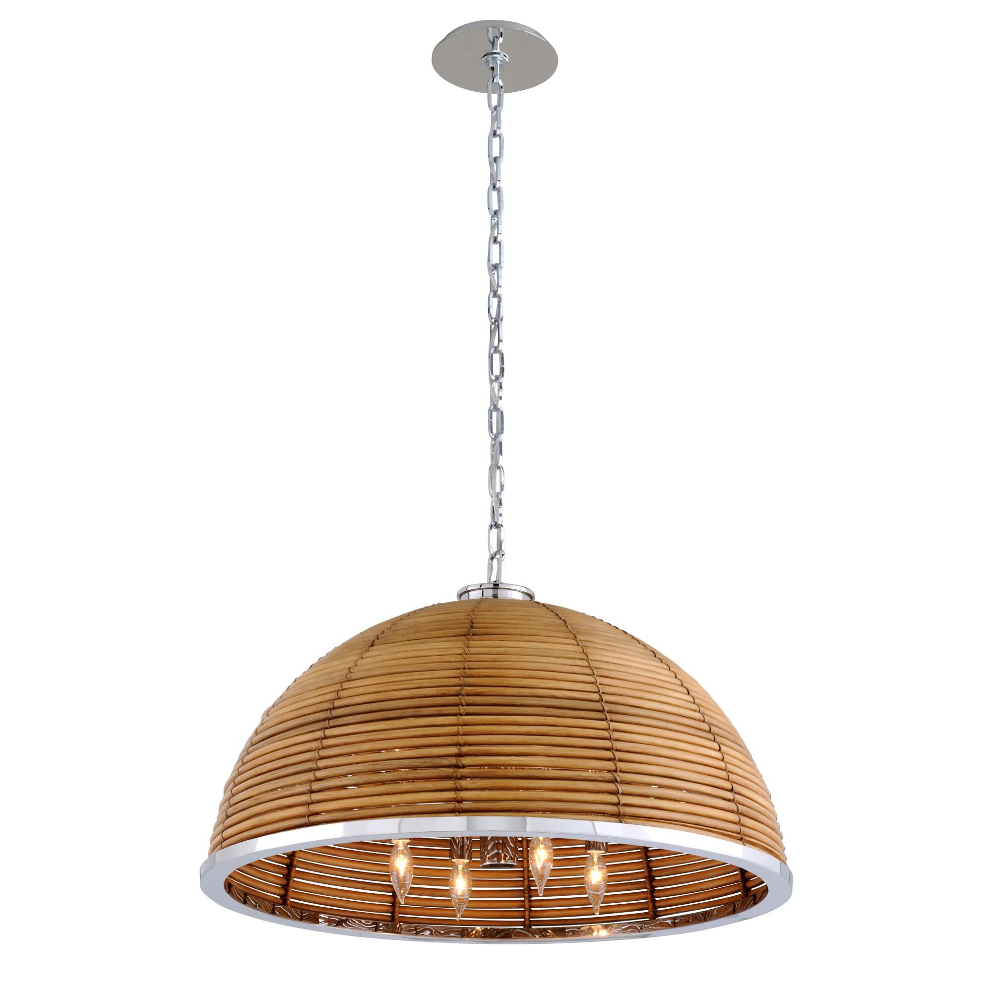 Shown in Natural Rattan-Stainless Steel finish and Natural Rattan shade