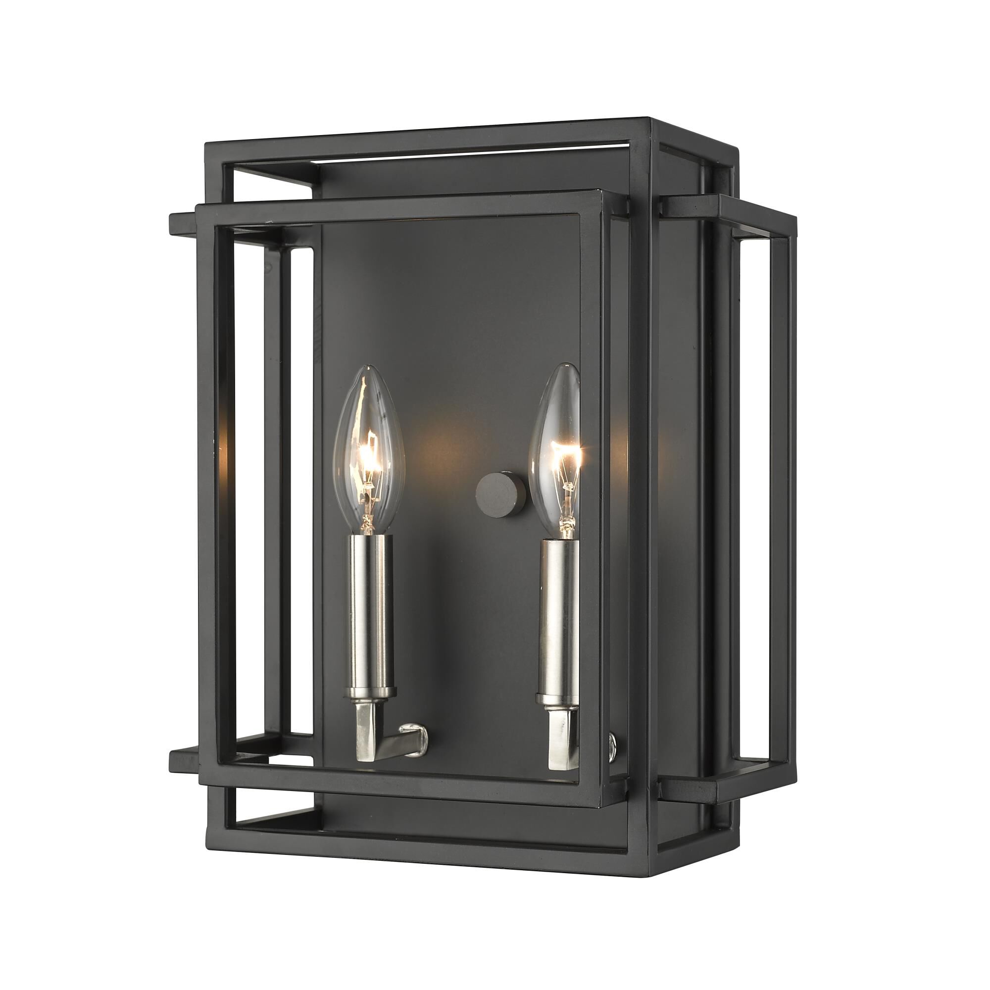 Shown in Black + Brushed Nickel finish and --- glass and --- shade