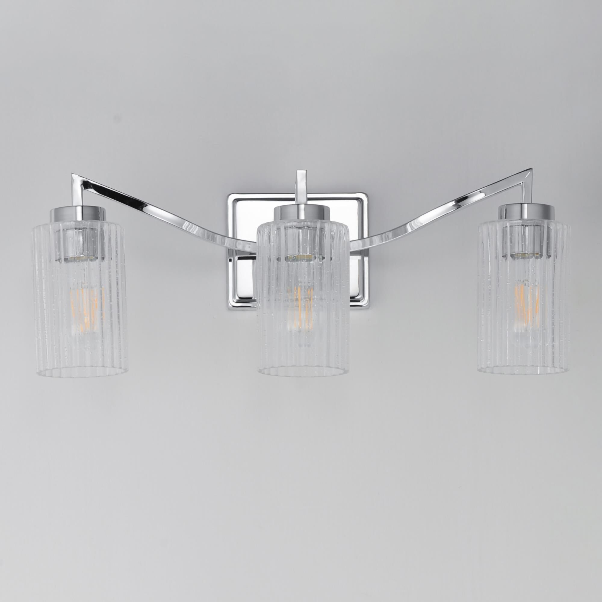 Shown in Polished Nickel finish and Clear Ribbed glass and Glass shade