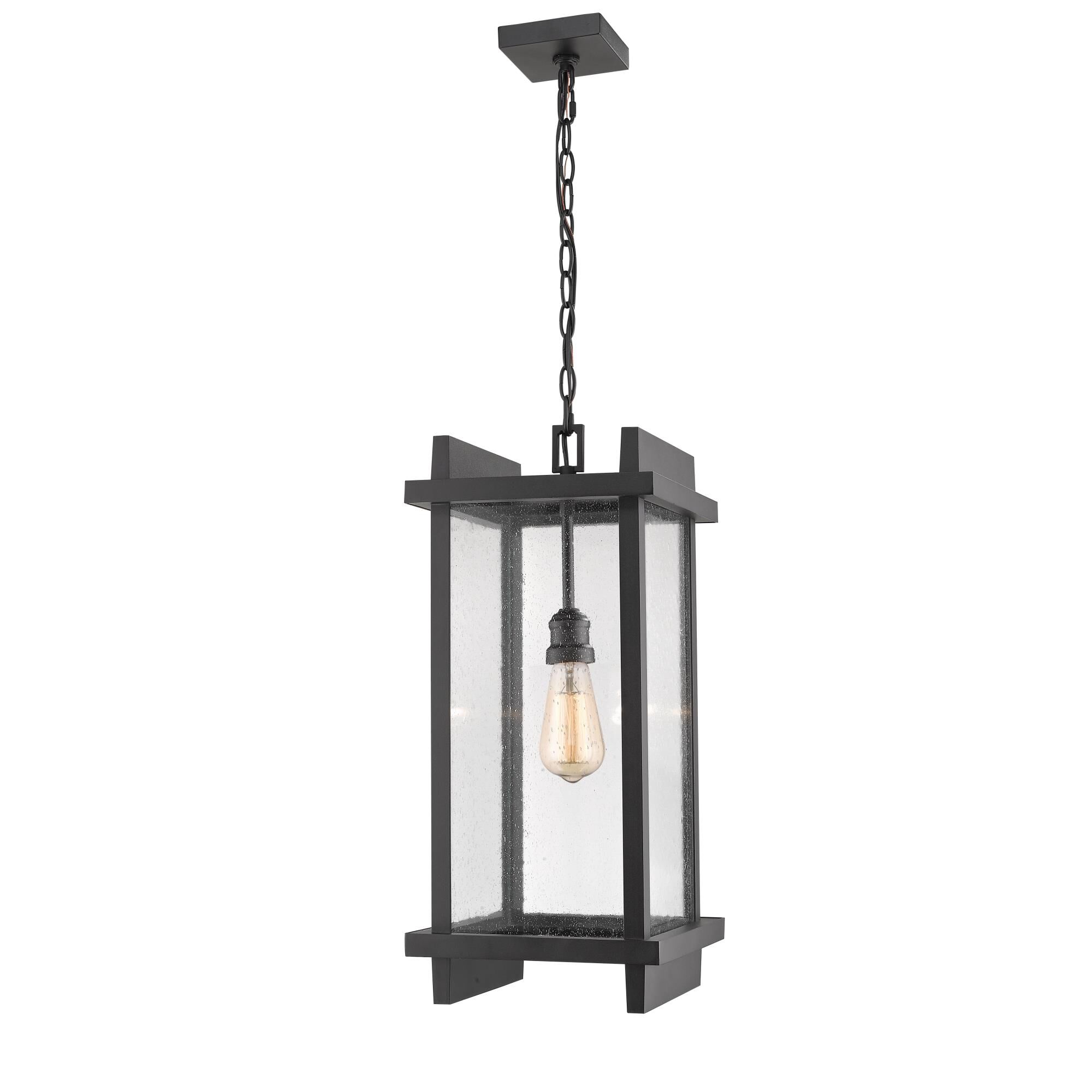 Shown in Black finish and Glass shade