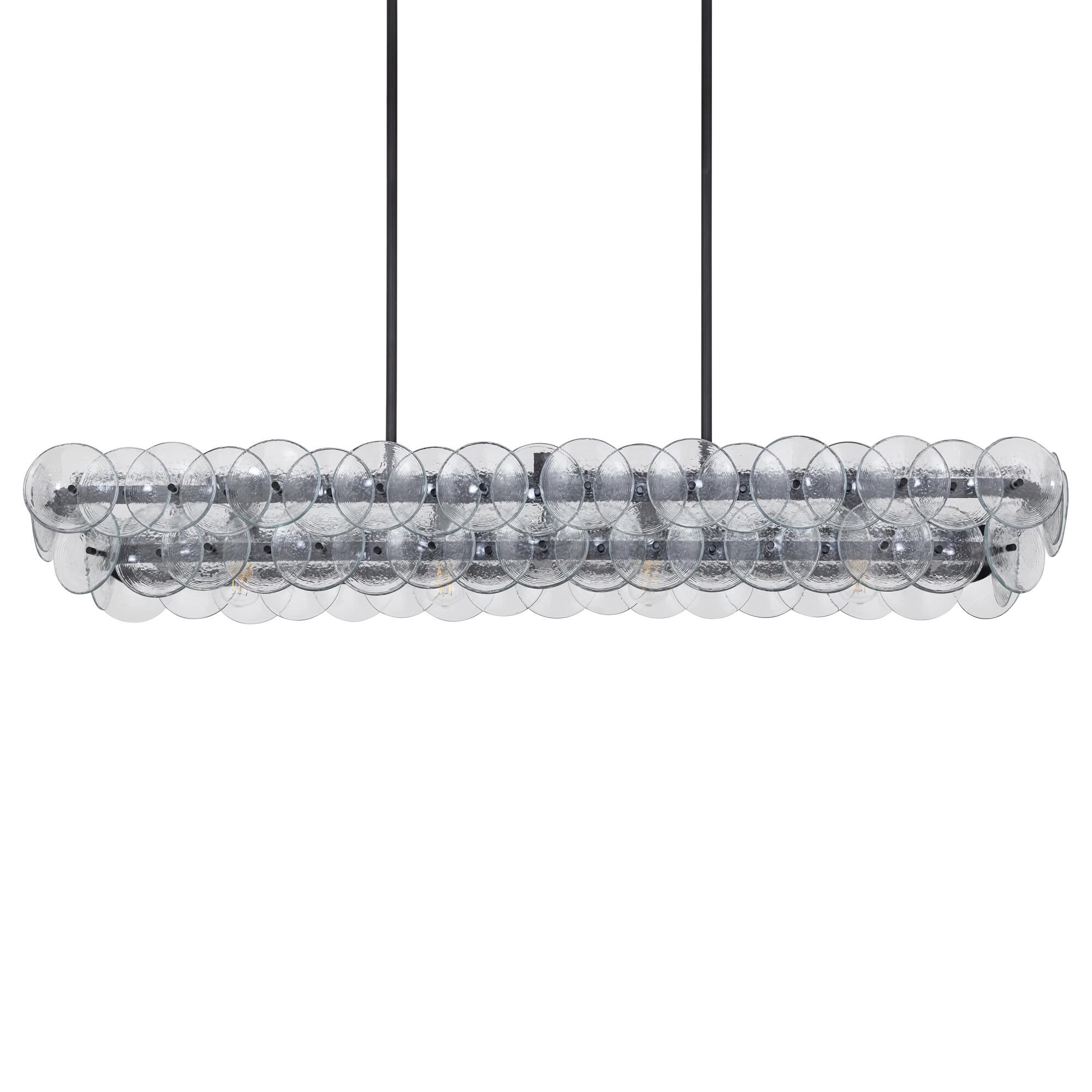 Shown in Gunmetal finish and Textured Clear glass and Recycled Glass shade