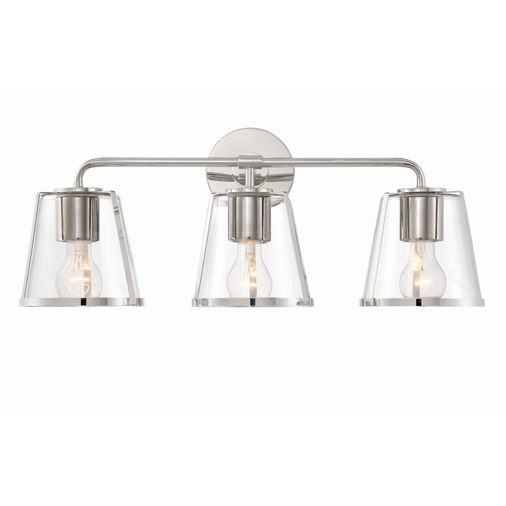 Shown in Polished Nickel finish and Clear glass and Clear Glass shade