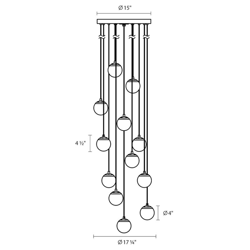 Robert Sonneman Champagne Bubbles 17 Inch 12 Light LED Multi Light Pendant by SONNEMAN