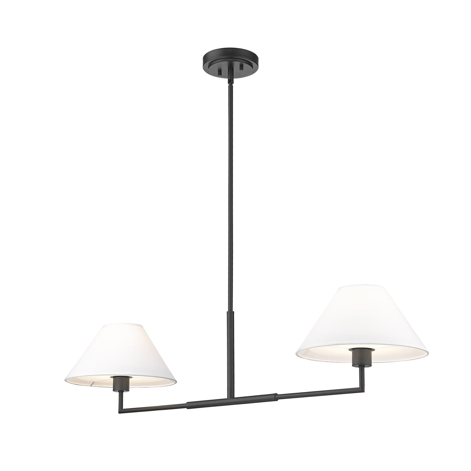 Shown in Matte Black finish and White Linen glass and White Linen shade