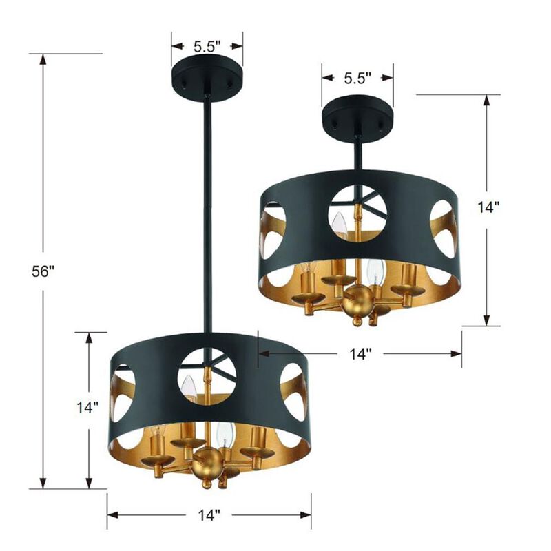 Odelle 14 Inch 4 Light Semi Flush Mount by Crystorama