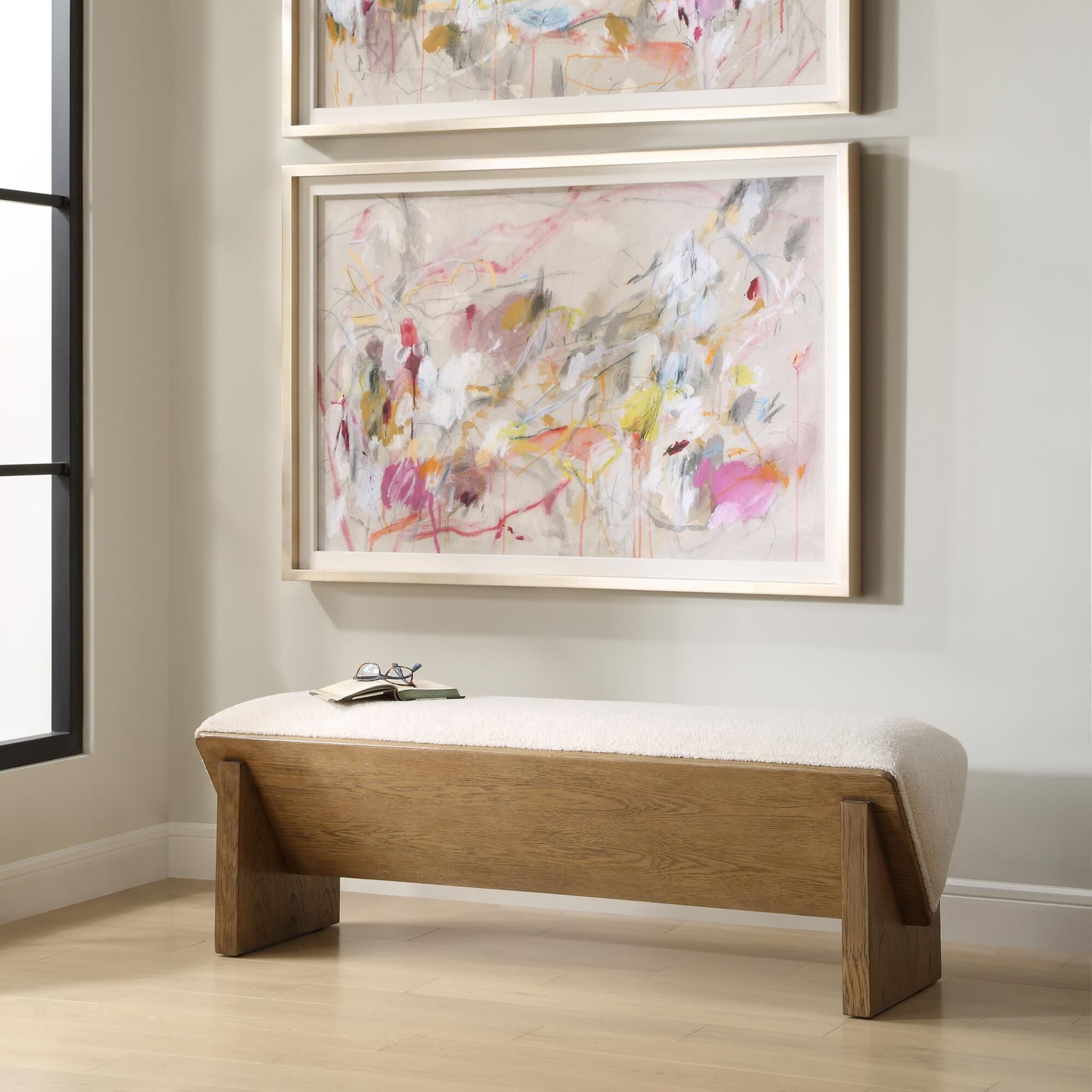 Shown in The Wedged Bench Is A Statement Piece Incorporating Art And Beauty Alike. The Waterfall Seat Feature finish