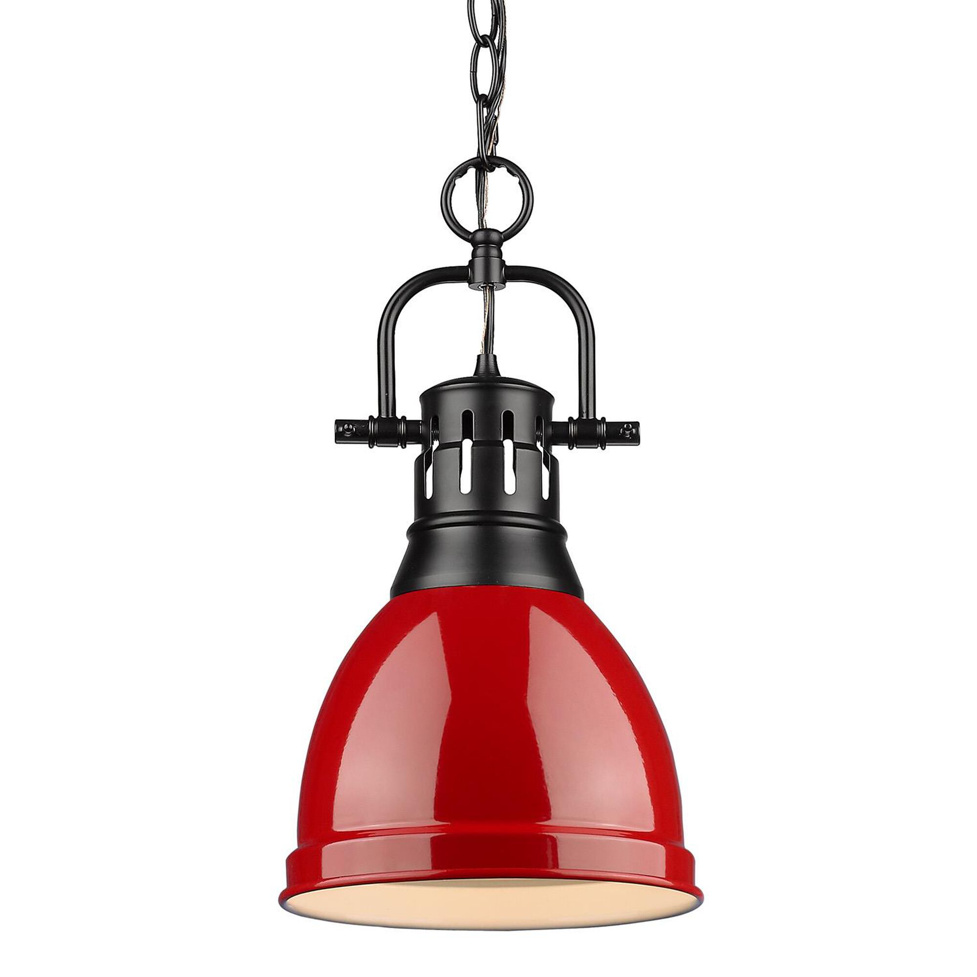 Shown in Black finish and Red Shade glass and Red shade