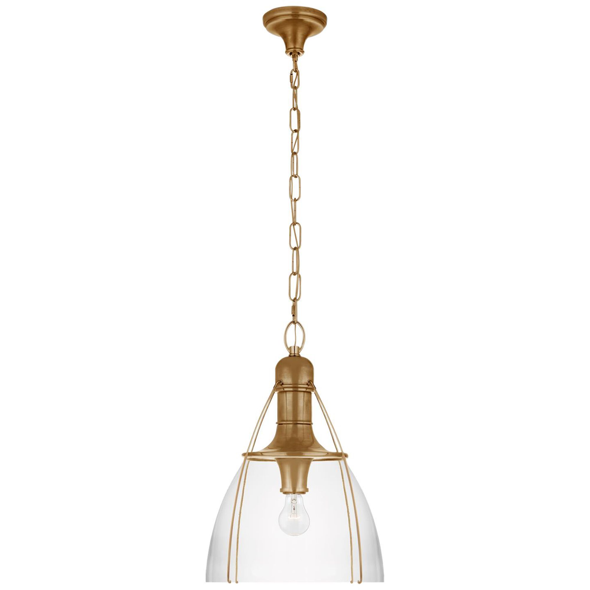 Shown in Antique-Burnished Brass finish and Clear glass and Clear Glass shade