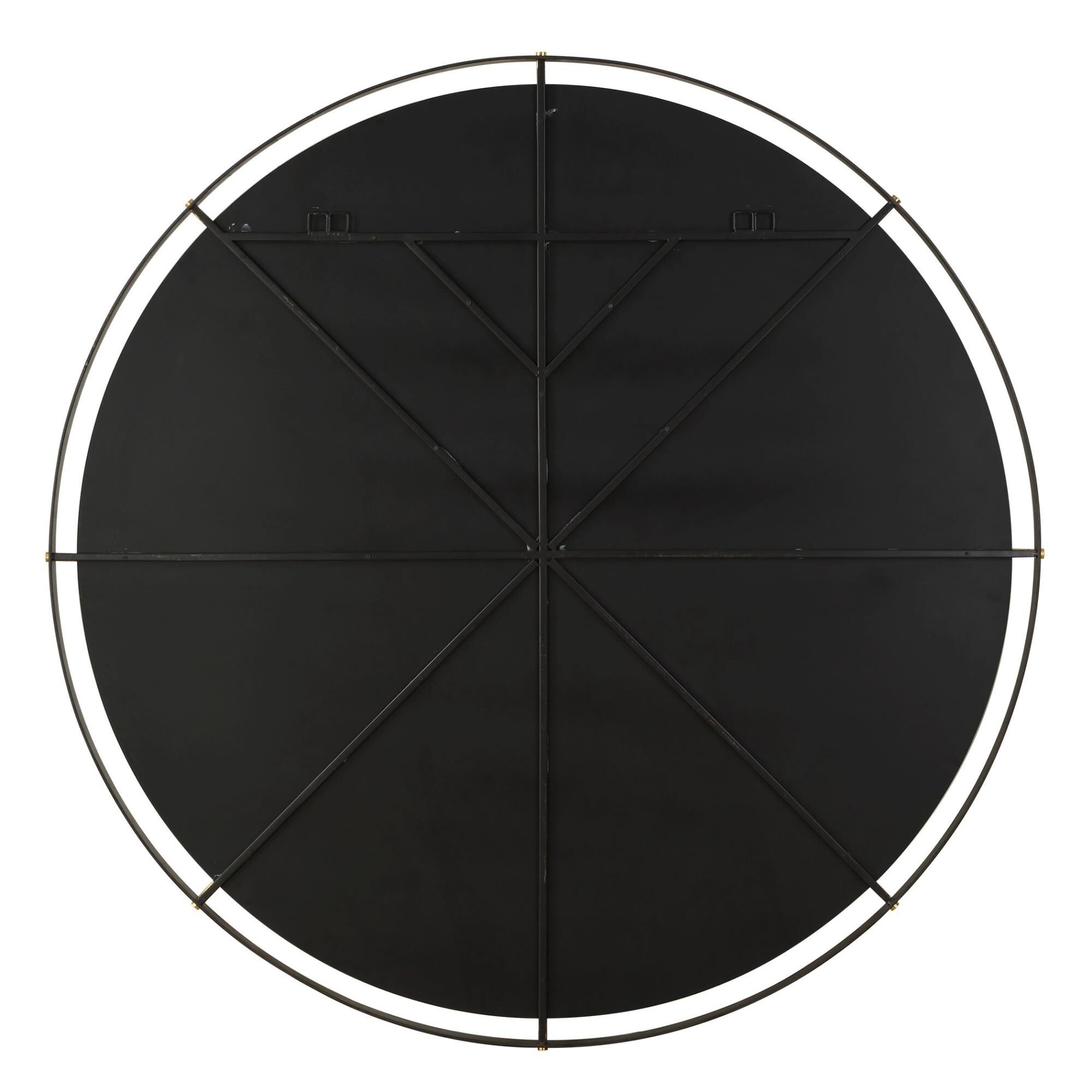 Shown in Elevate Your Home Decor With Our Grand Pendulum Round Mirror. Crafted With A Hefty Black Iron Frame  finish