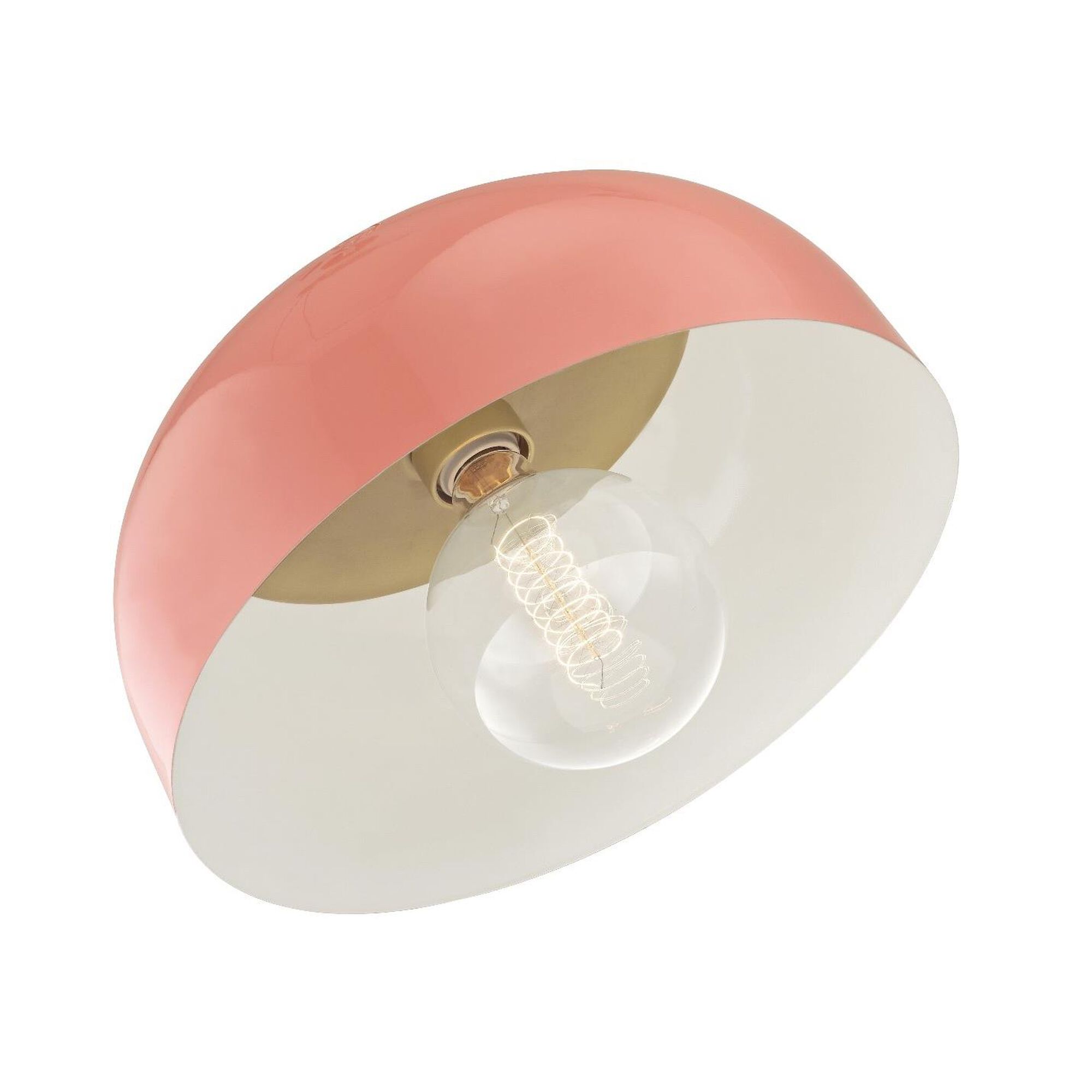 Shown in Aged Brass-Pink finish and Pink Metal shade