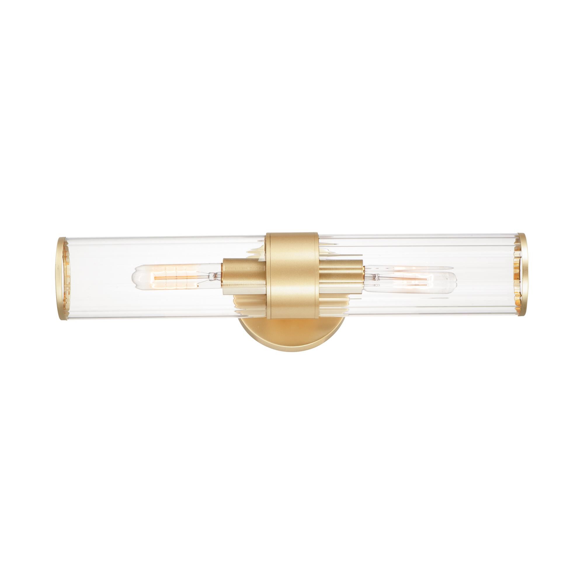 Shown in Satin Brass finish and Clear Ribbed glass and Glass shade