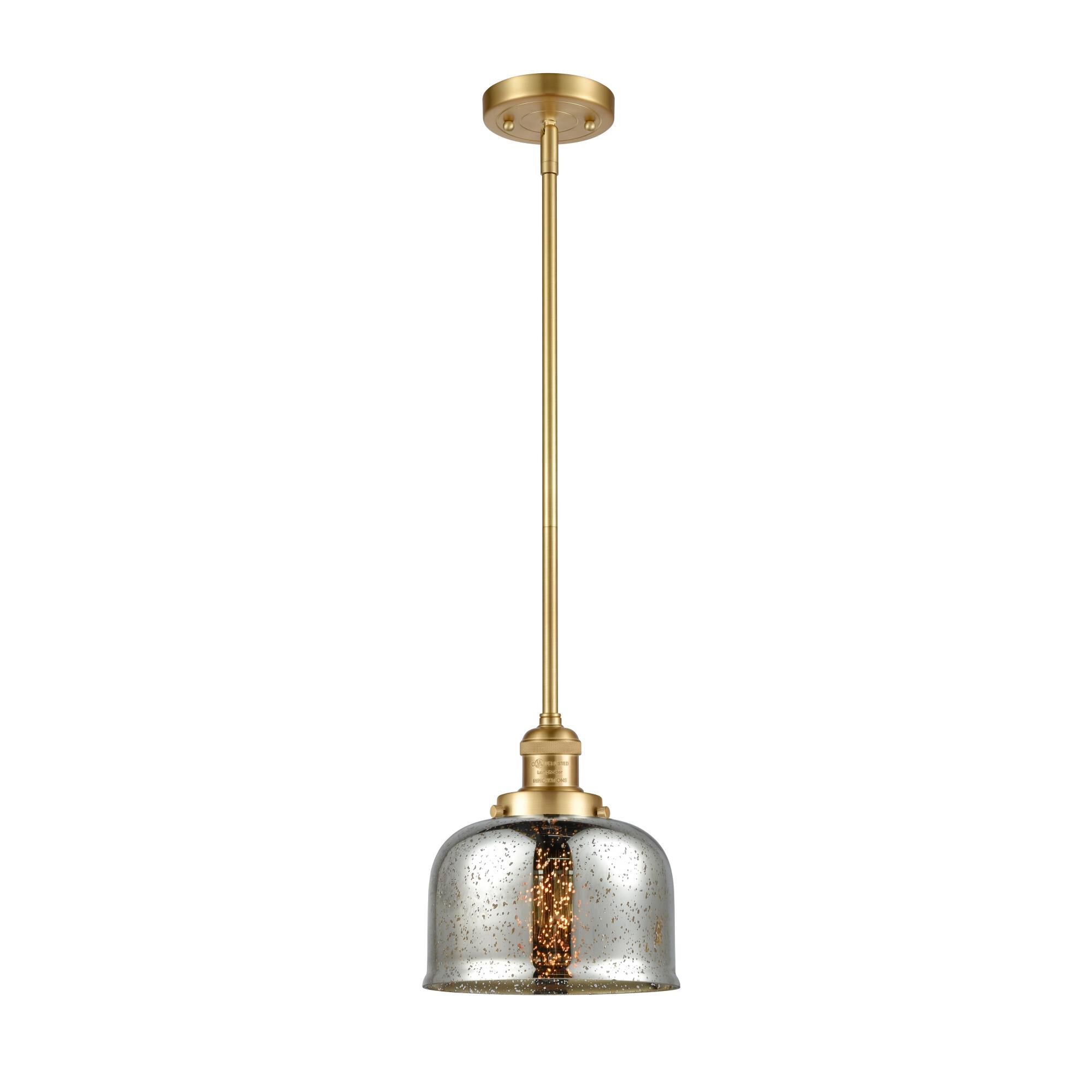 Shown in Satin Gold finish and Silver Plated Mercury Large Bell glass