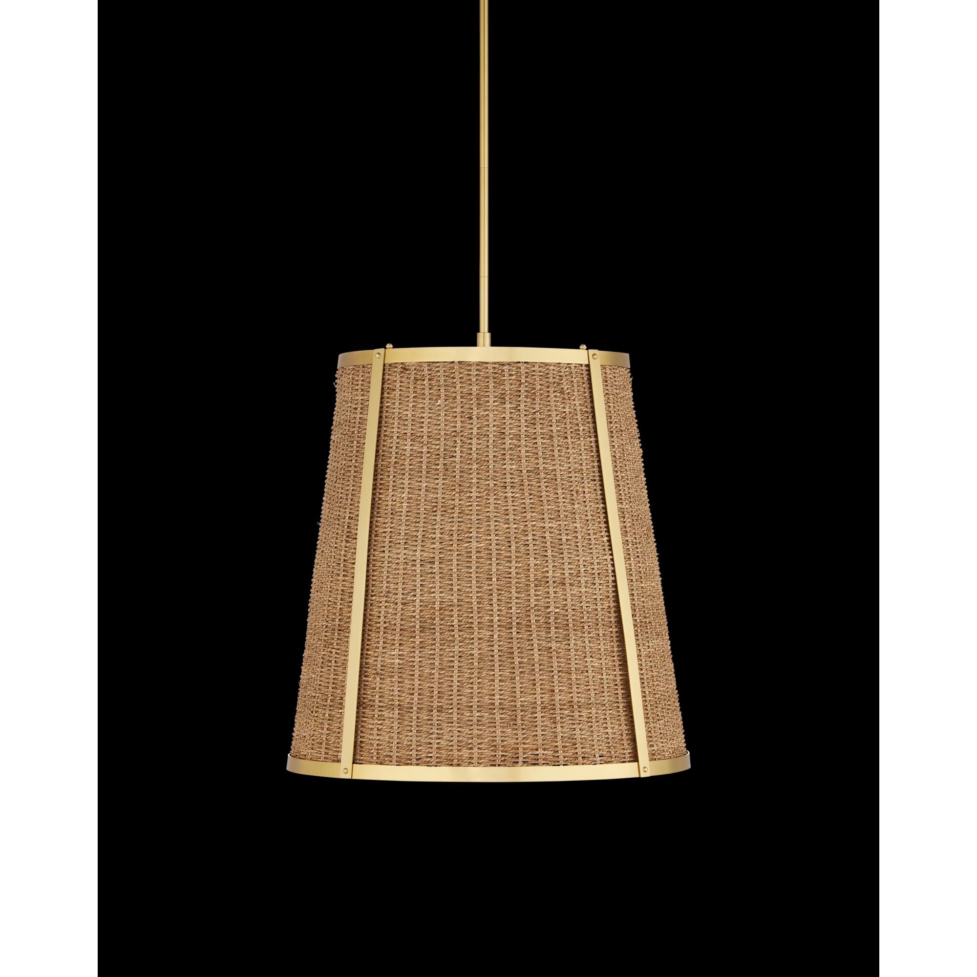 Shown in Natural and Polished Brass finish and Natural Seagrass shade