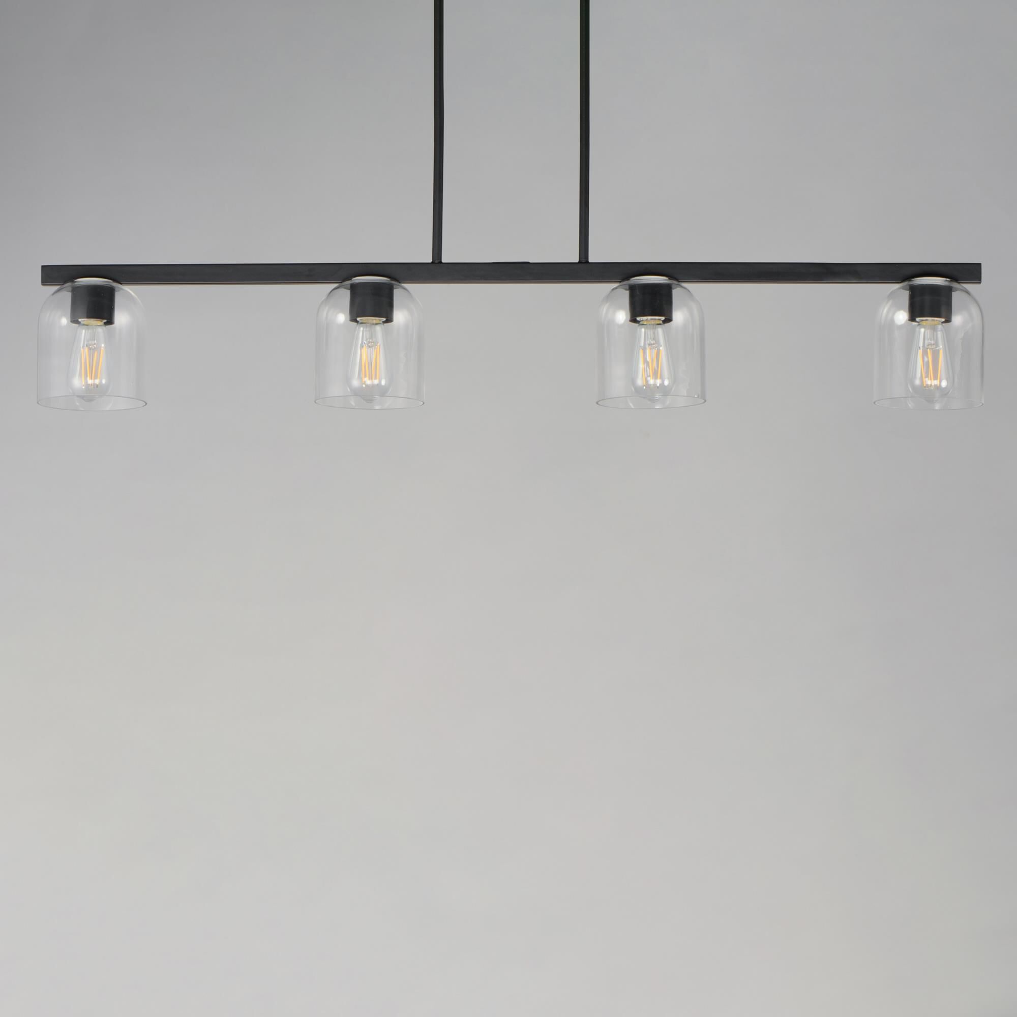 Shown in Black finish and Clear glass and Glass shade