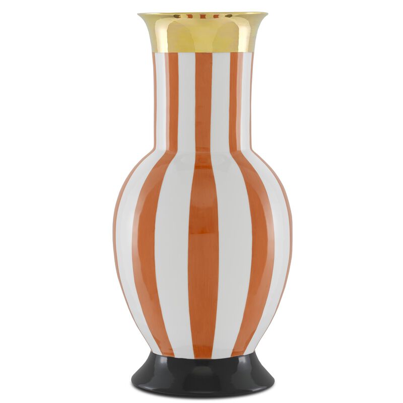 De Luca Coral Stripe Large Vase Vase-Urn by Currey and Company