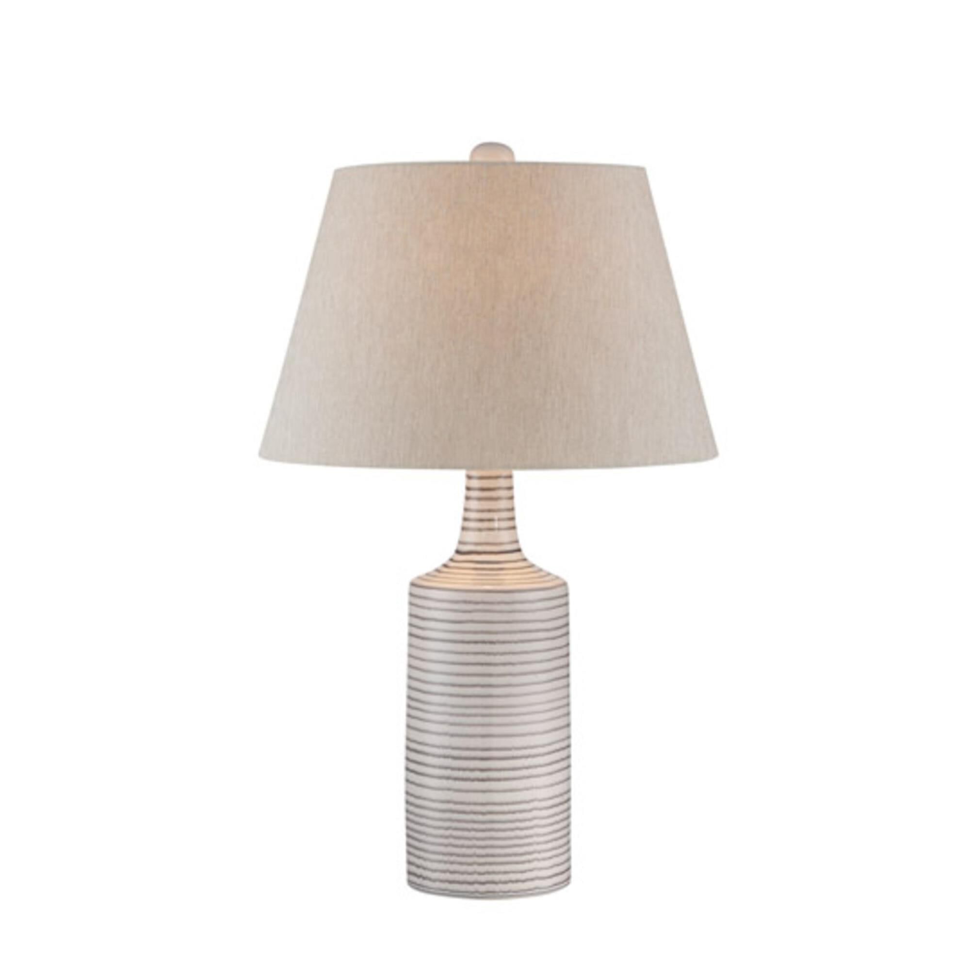 Shown in White finish and Light Beige Fabric shade