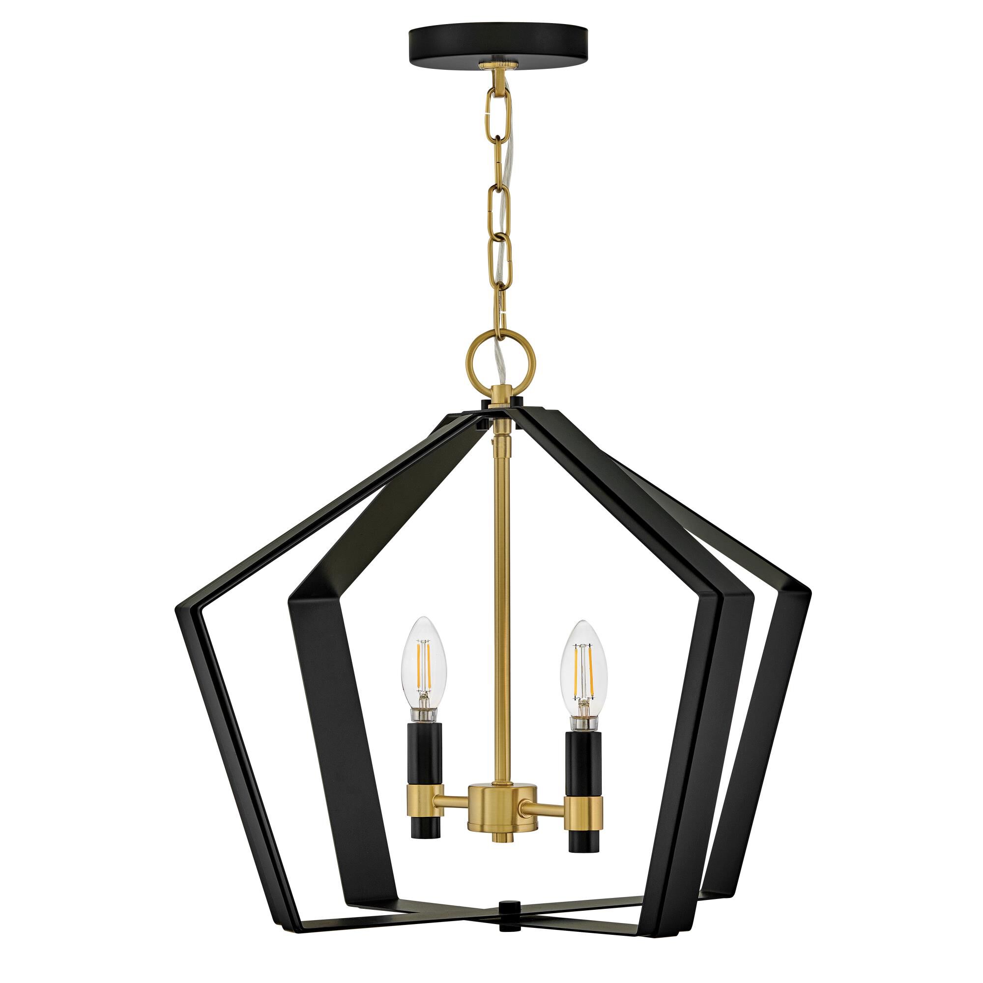 Shown in Black finish and Lacquered Brass accent