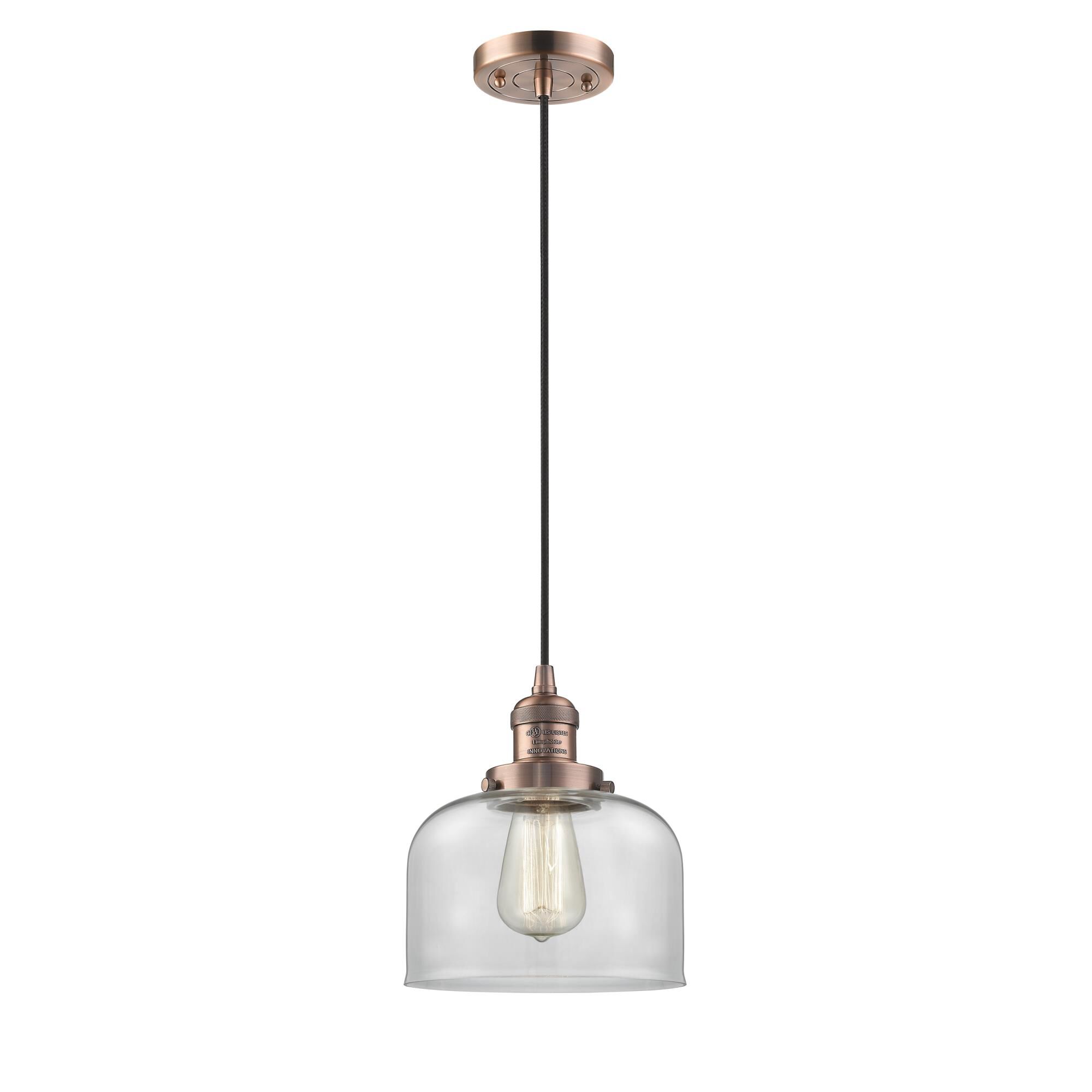 Shown in Antique Copper finish and Clear glass