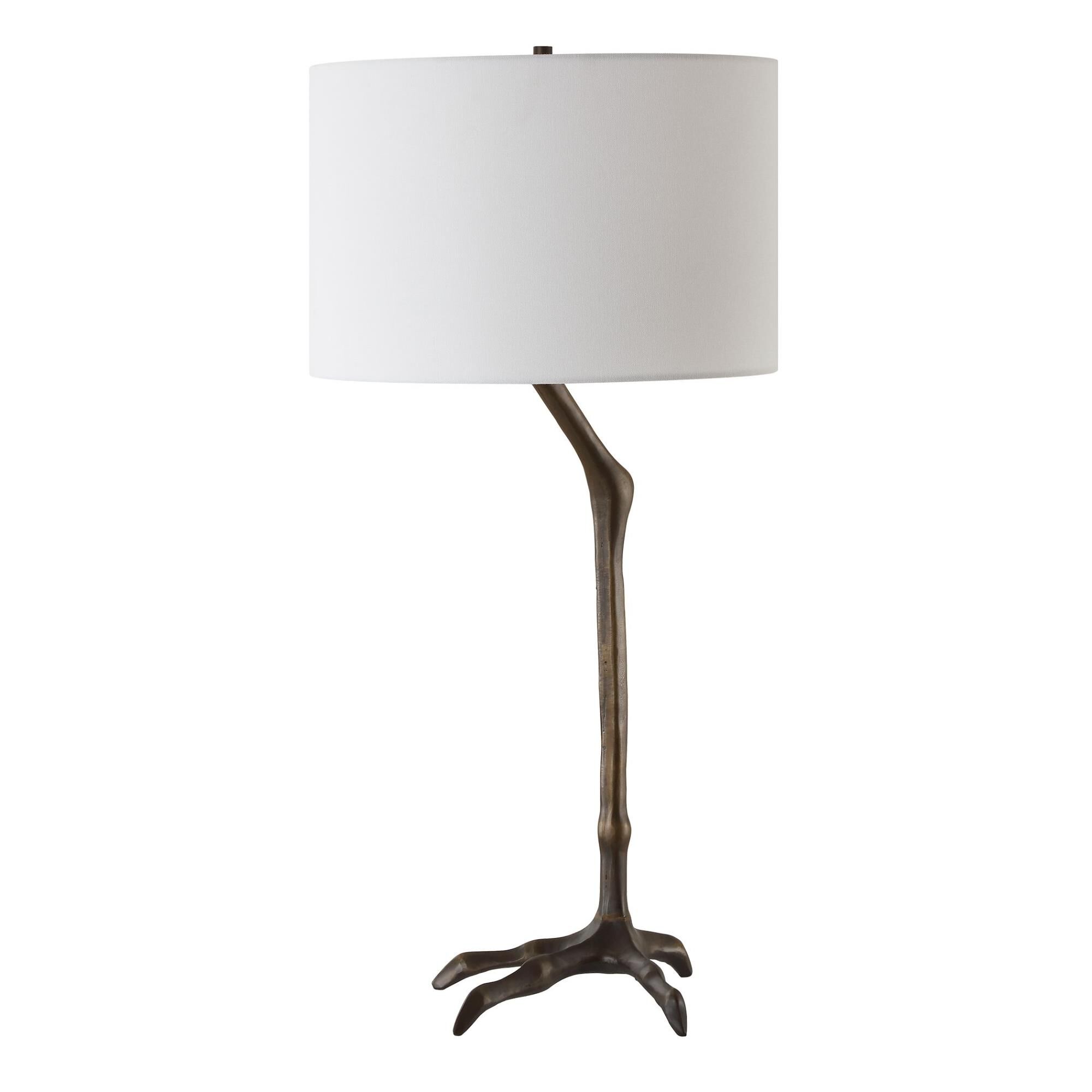 Shown in This Unique Table Lamp Combines Nature-Inspired Elegance With A Touch Of Whimsy, Featuring A Slender finish and Round Drum Hardback shade