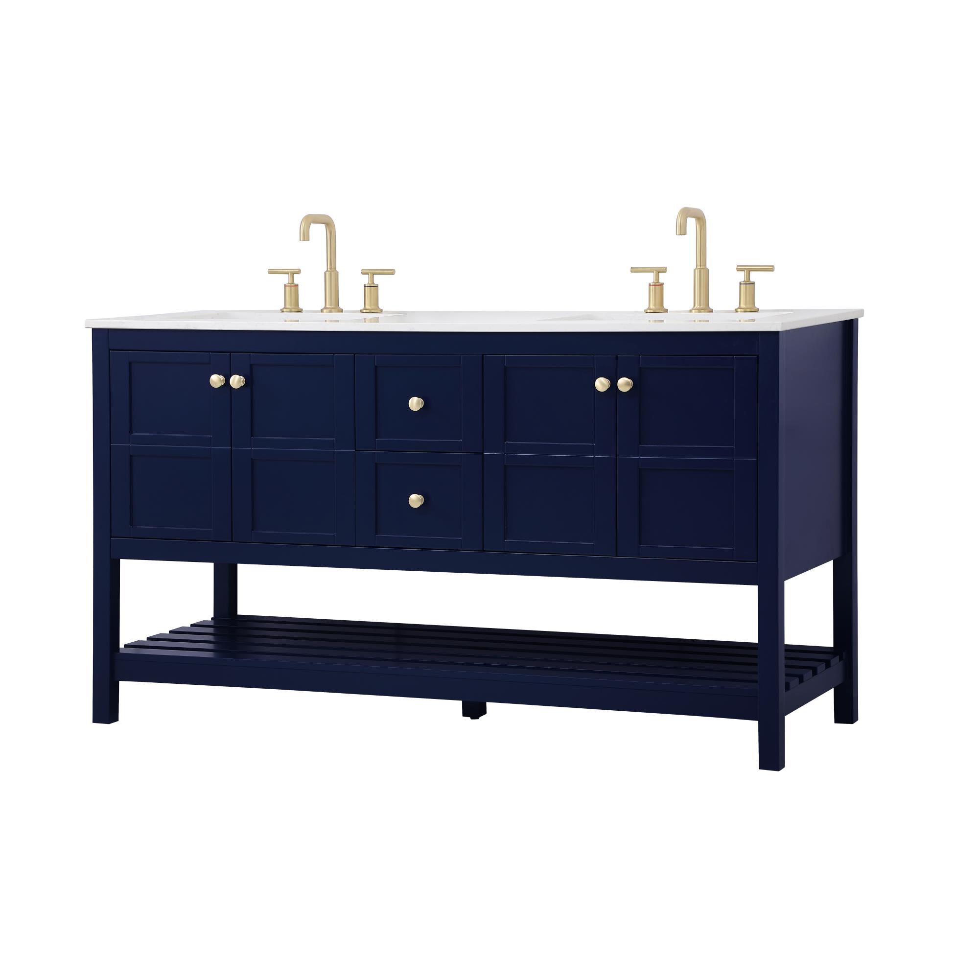 Shown in Blue And Gold With Calacatta Quartz finish