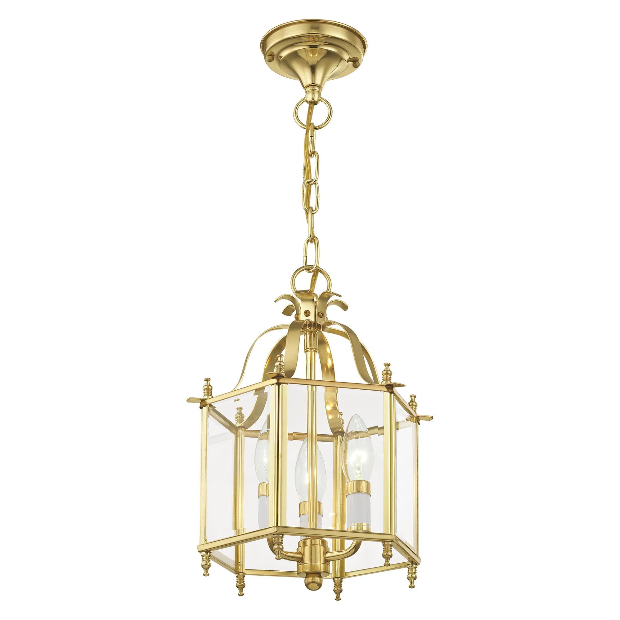 Shown in Polished Brass finish and Clear Beveled glass