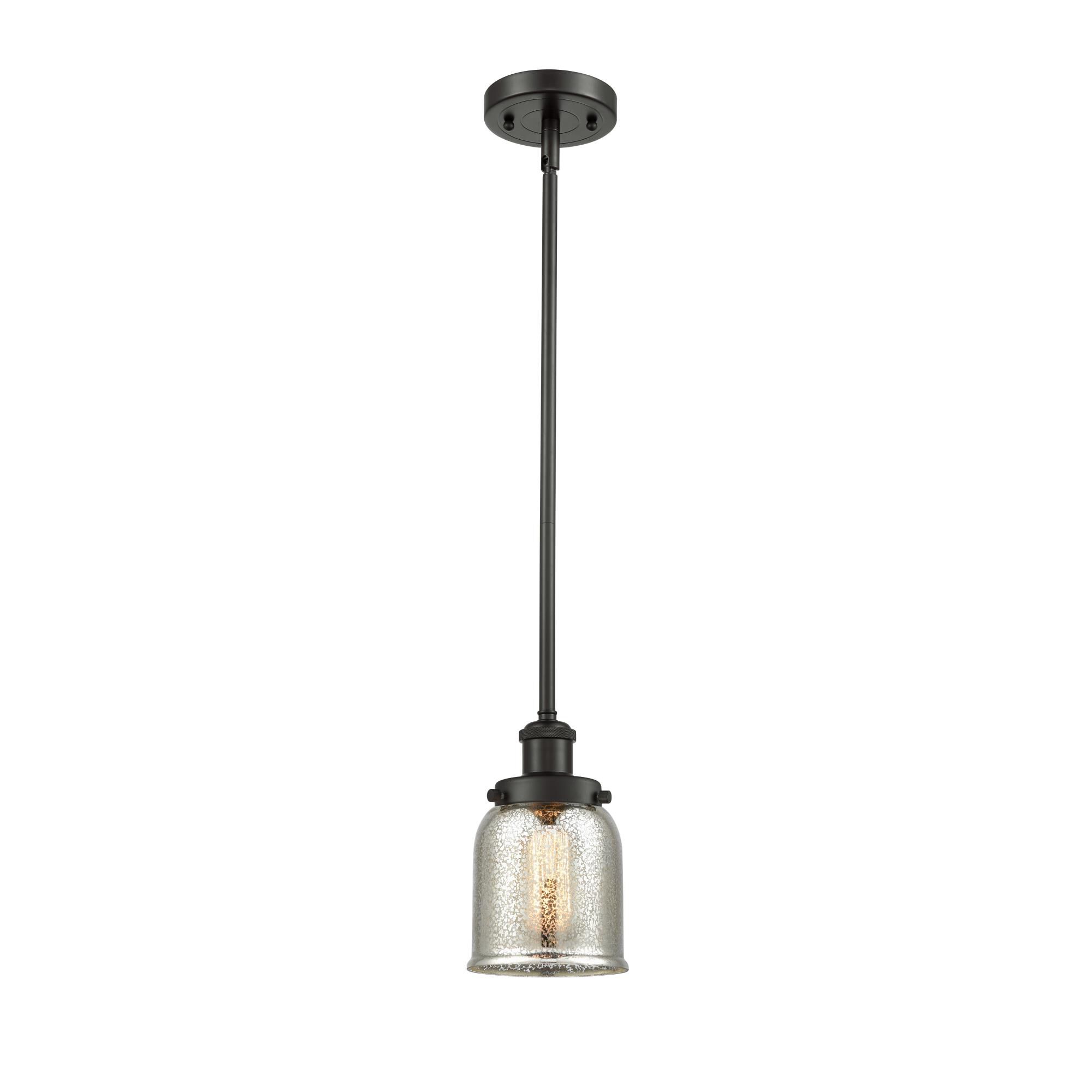 Shown in Oil Rubbed Bronze finish and Silver Plated Mercury Small Bell glass and None shade