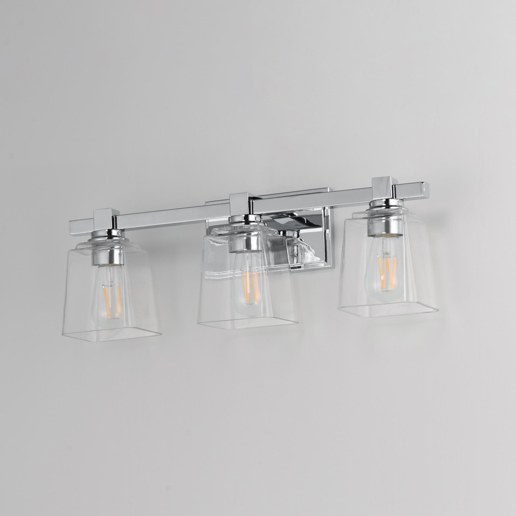 Shown in Polished Chrome finish and Clear glass and Glass shade