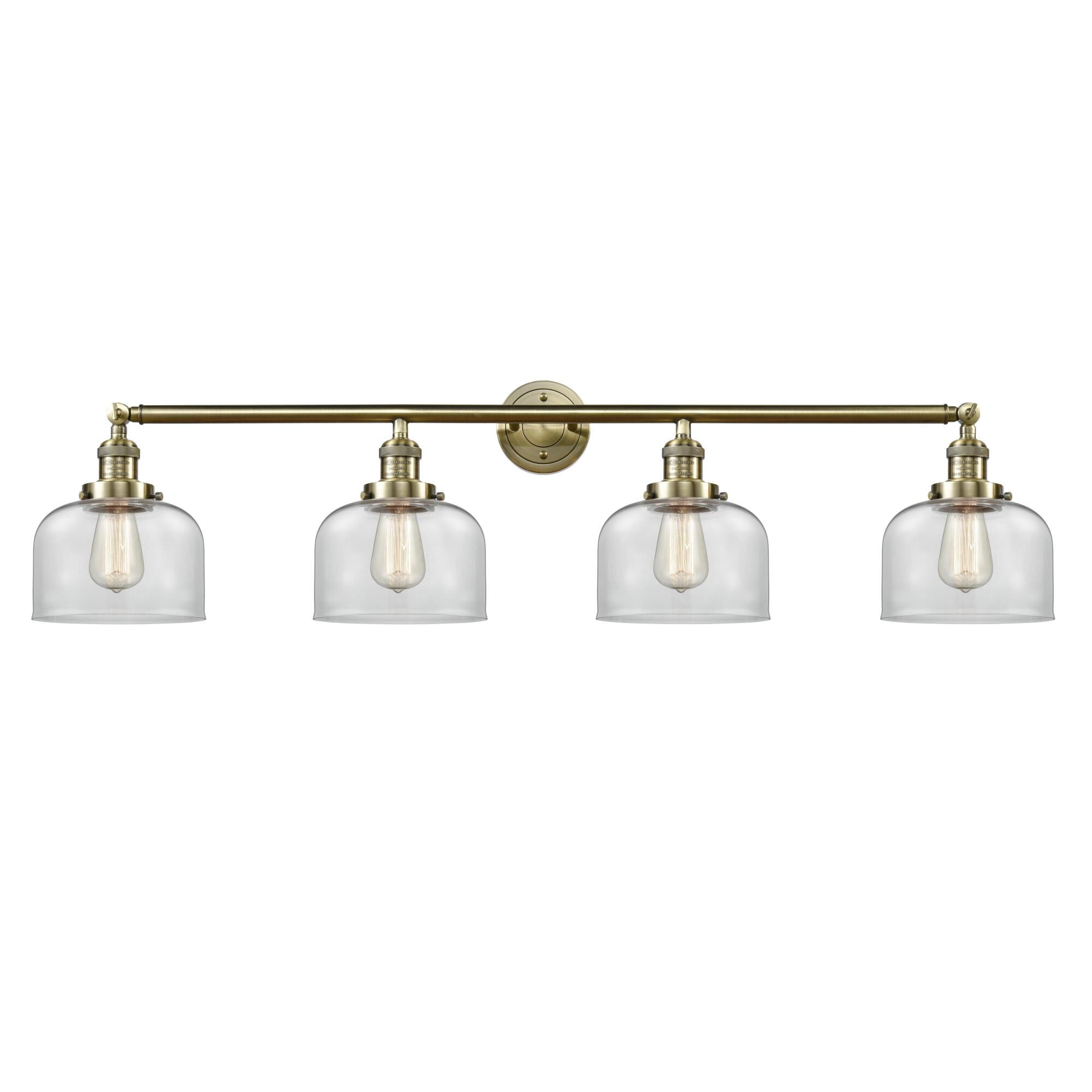 Shown in Antique Brass finish and Clear glass and Adjustable Swivels accent