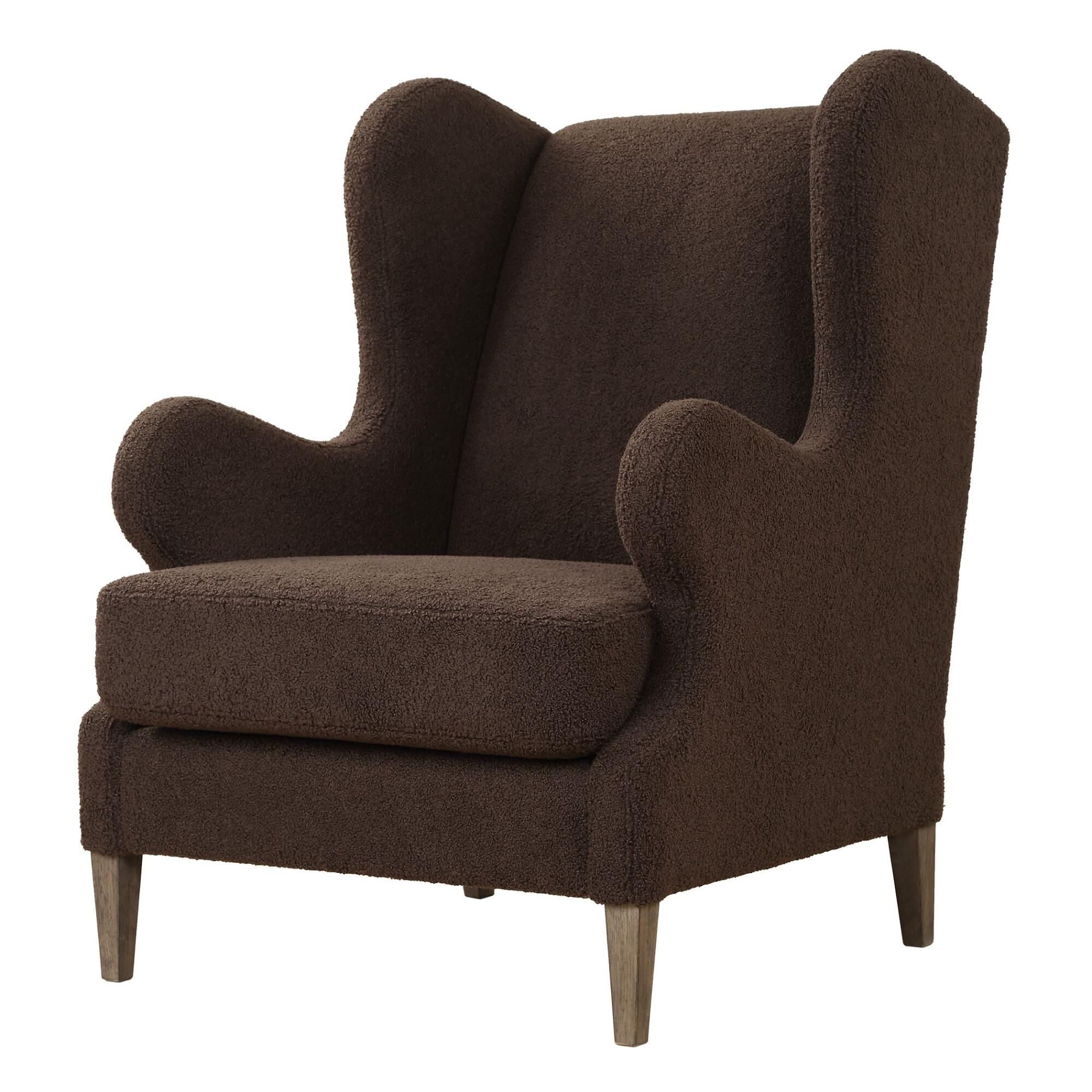 Shown in A Classic Wingback Chair With A Modern Twist. Dramatic Curved Lines Are Accentuated By The Rich Choc finish