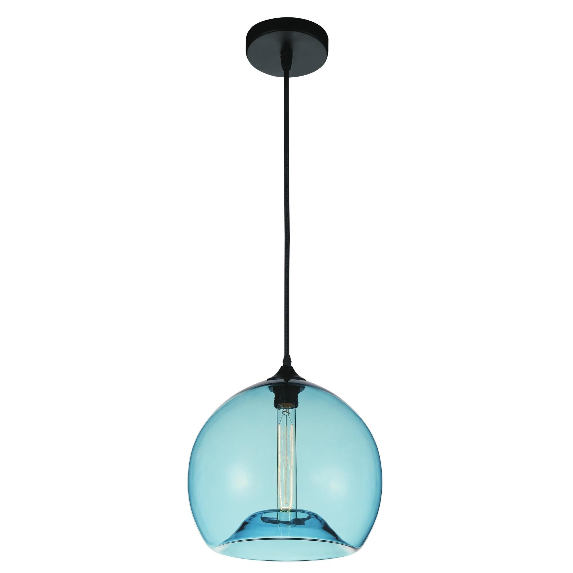 Shown in Black finish and Blue glass and Blue shade