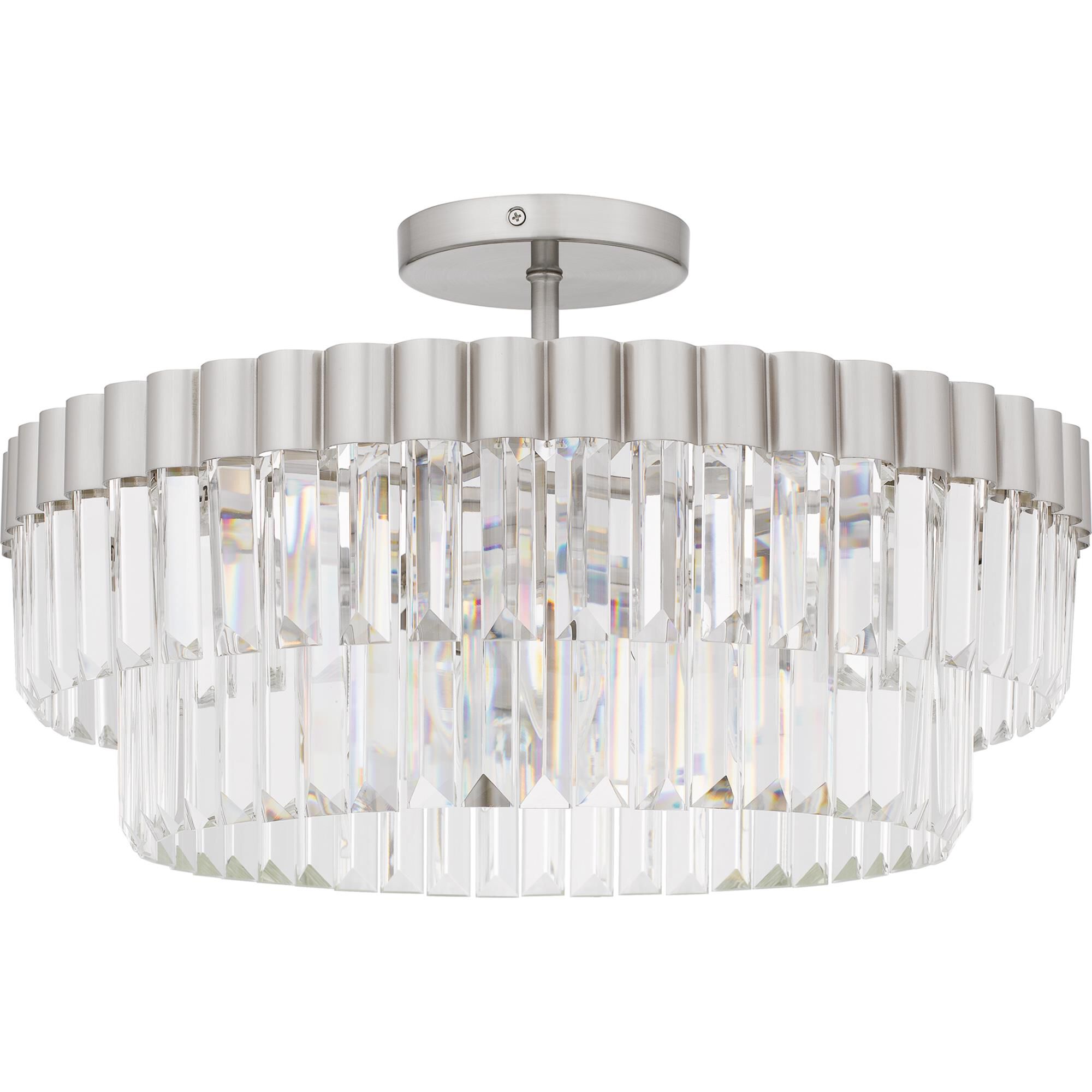 Shown in Brushed Nickel finish and Clear Crystal Glass , Clear Crystal Glass Drop shade