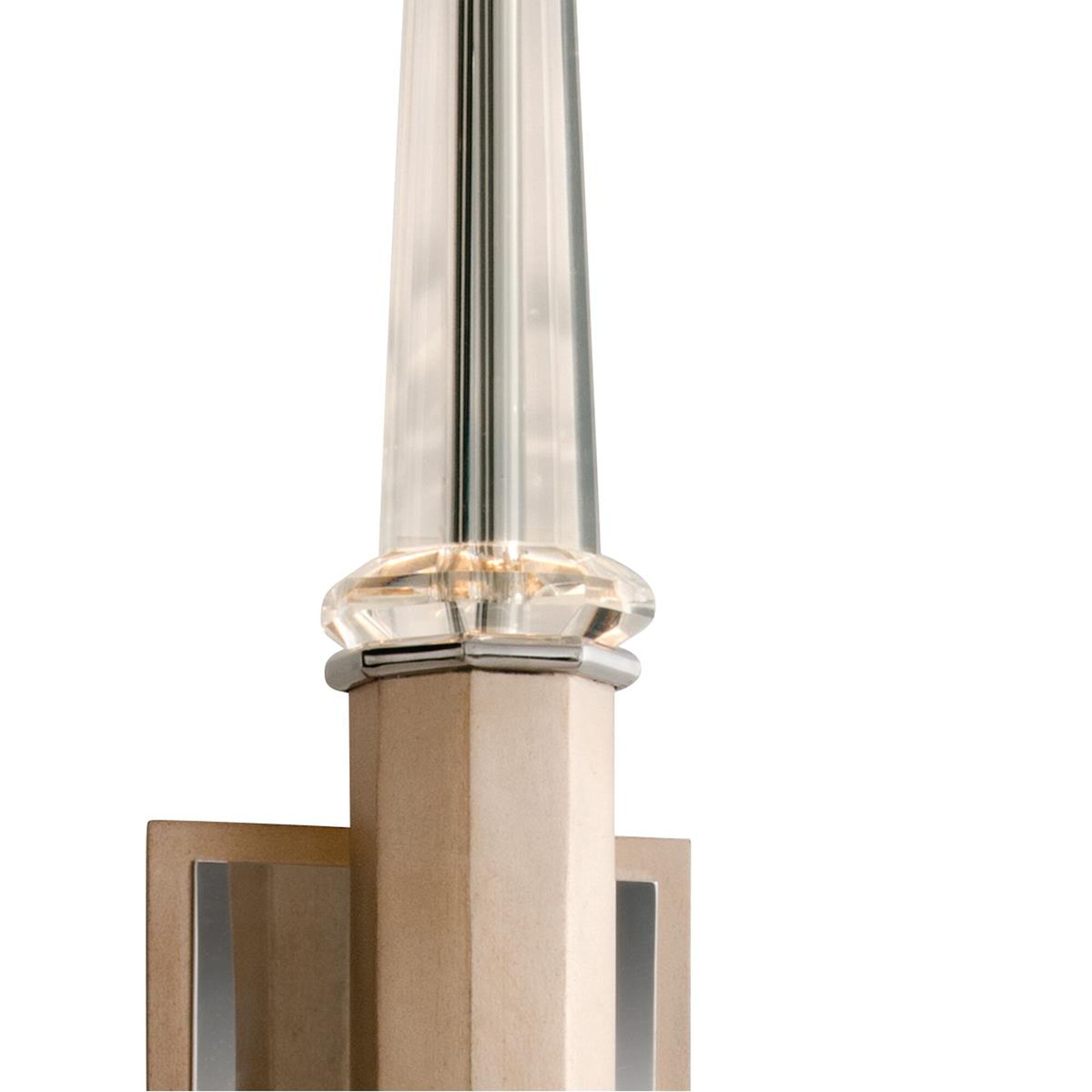 Shown in Tranquility Silver Leaf With Polished Stainless Accents finish and Hardback Ivory Ice shade and Crystal Column accent