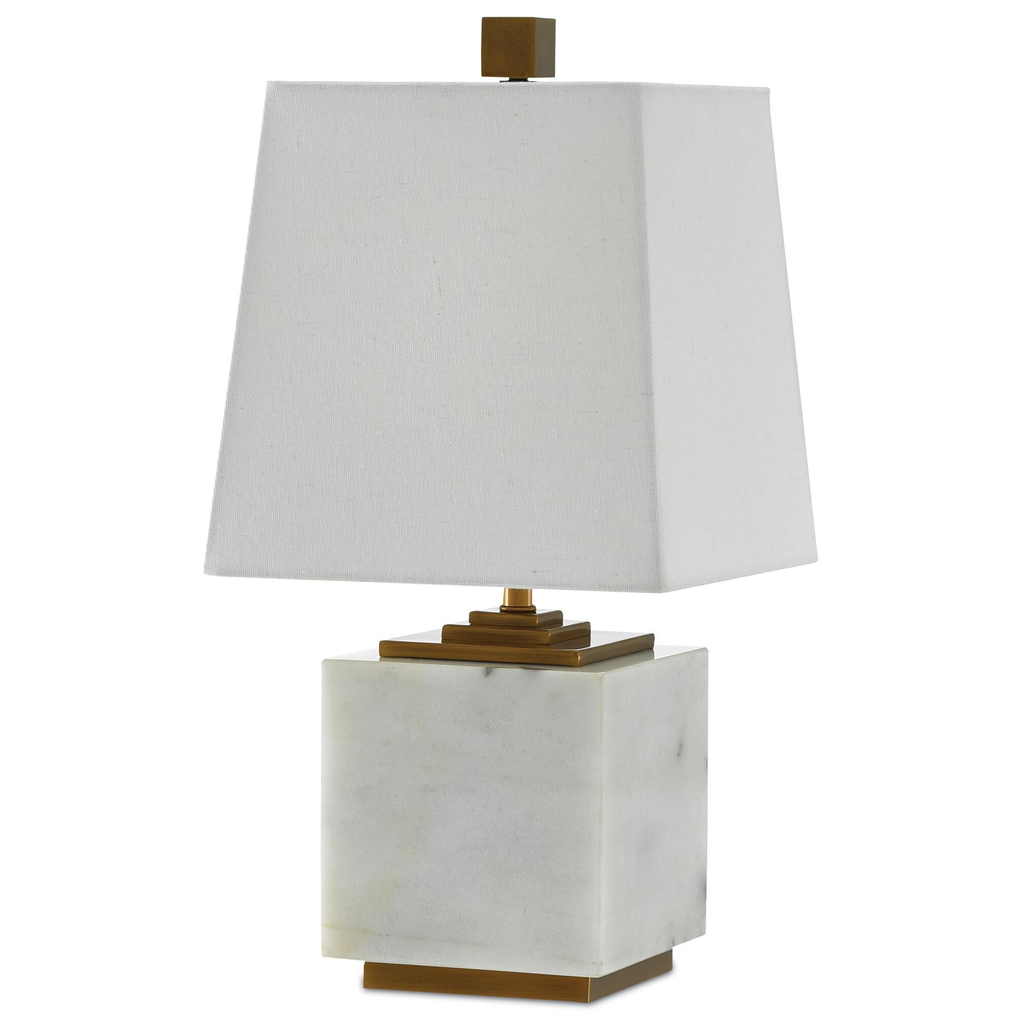 Shown in White/Antique Brass finish and Included shade