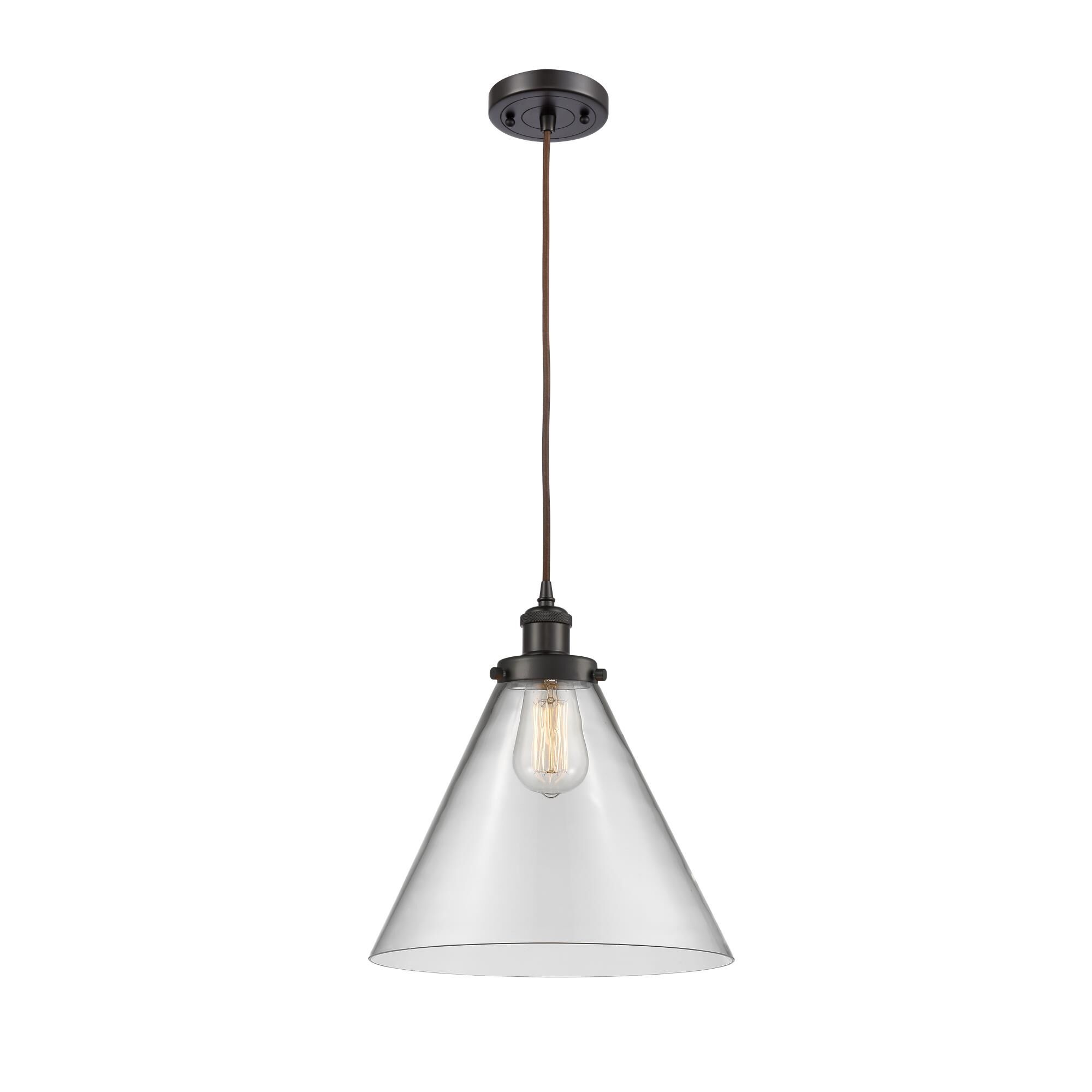 Shown in Oil Rubbed Bronze finish and Cased Matte White Large Cone glass and None shade