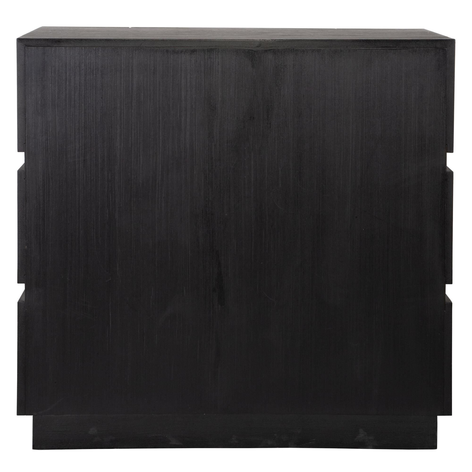 Shown in A Clean And Refined Accent Chest Featuring Three Acacia Veneer Drawers In Dark Walnut. The Richness  finish