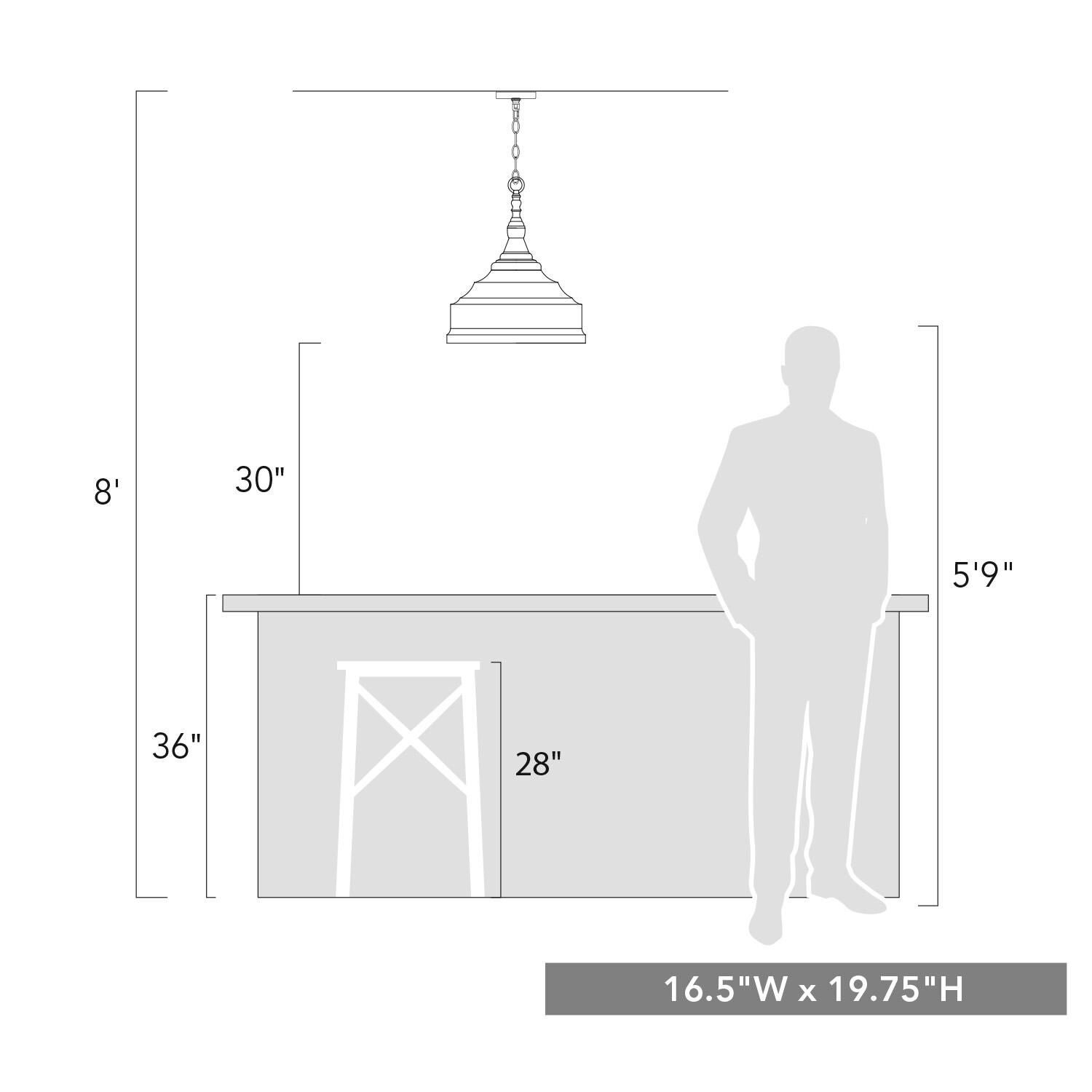 Keating 20 Inch Large Pendant by Golden Lighting