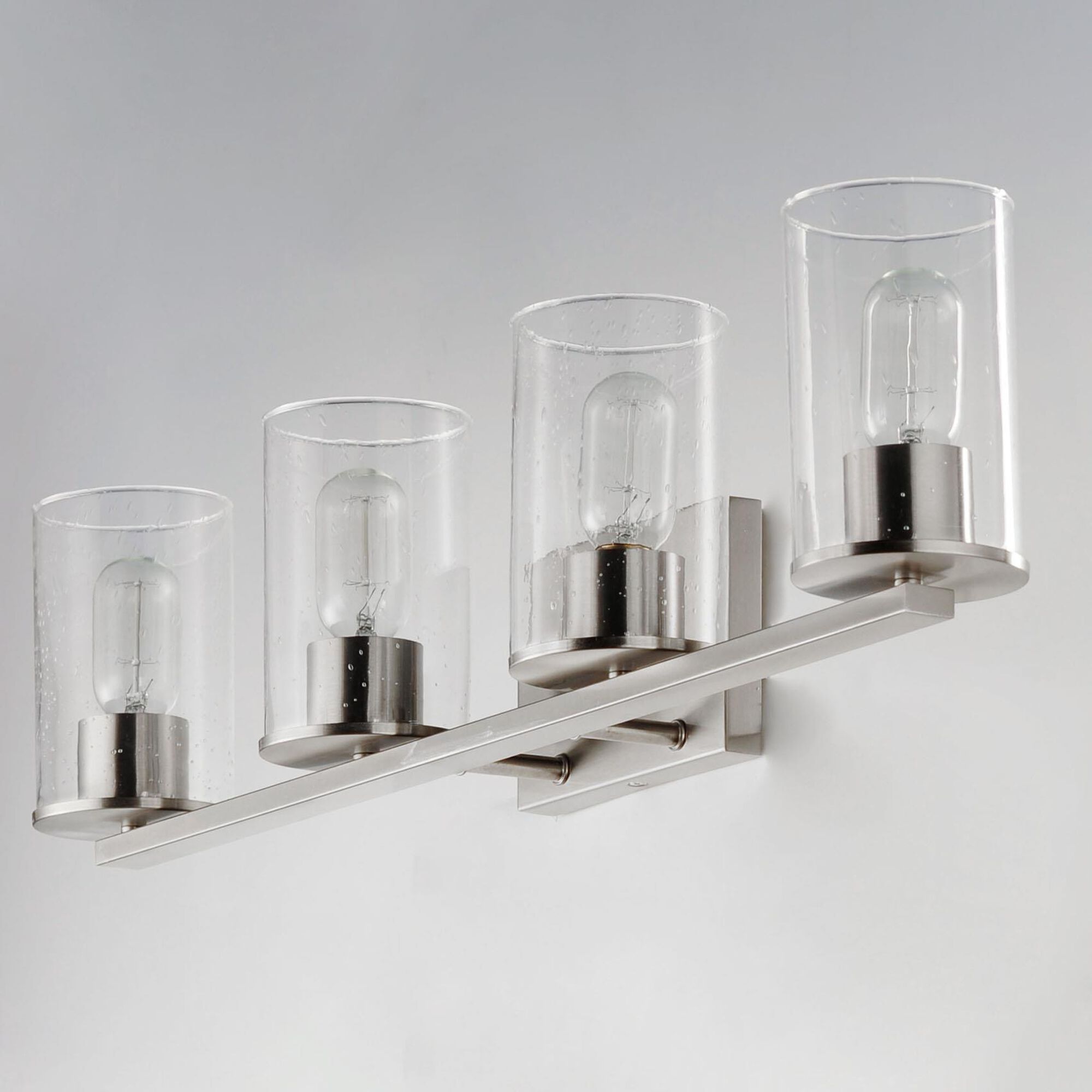 Shown in Satin Nickel finish and Seedy glass