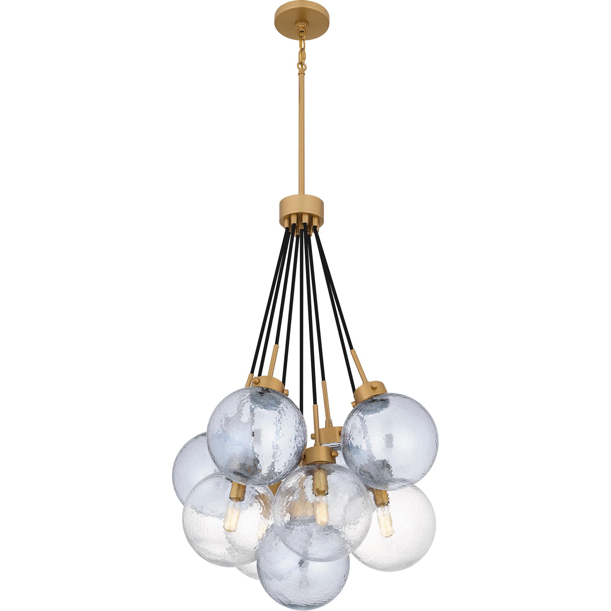 Shown in Brushed Weathered Brass finish and Glacial Glass, Smoke Glacial Glass shade