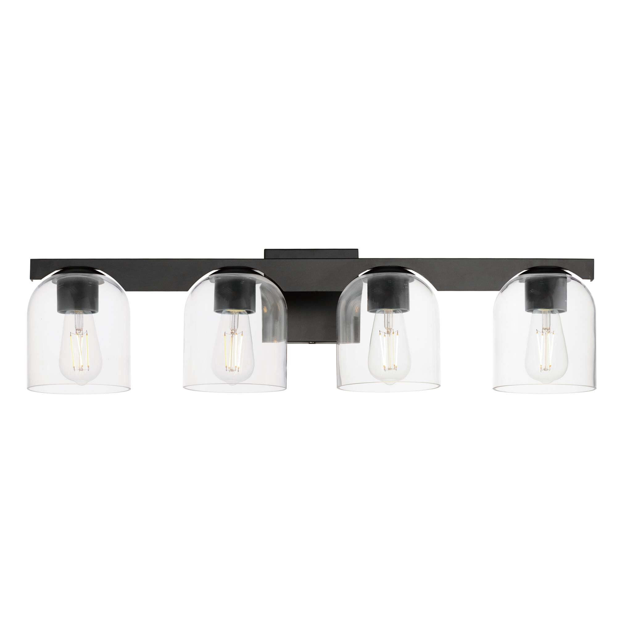 Shown in Black finish and Clear glass and Glass shade