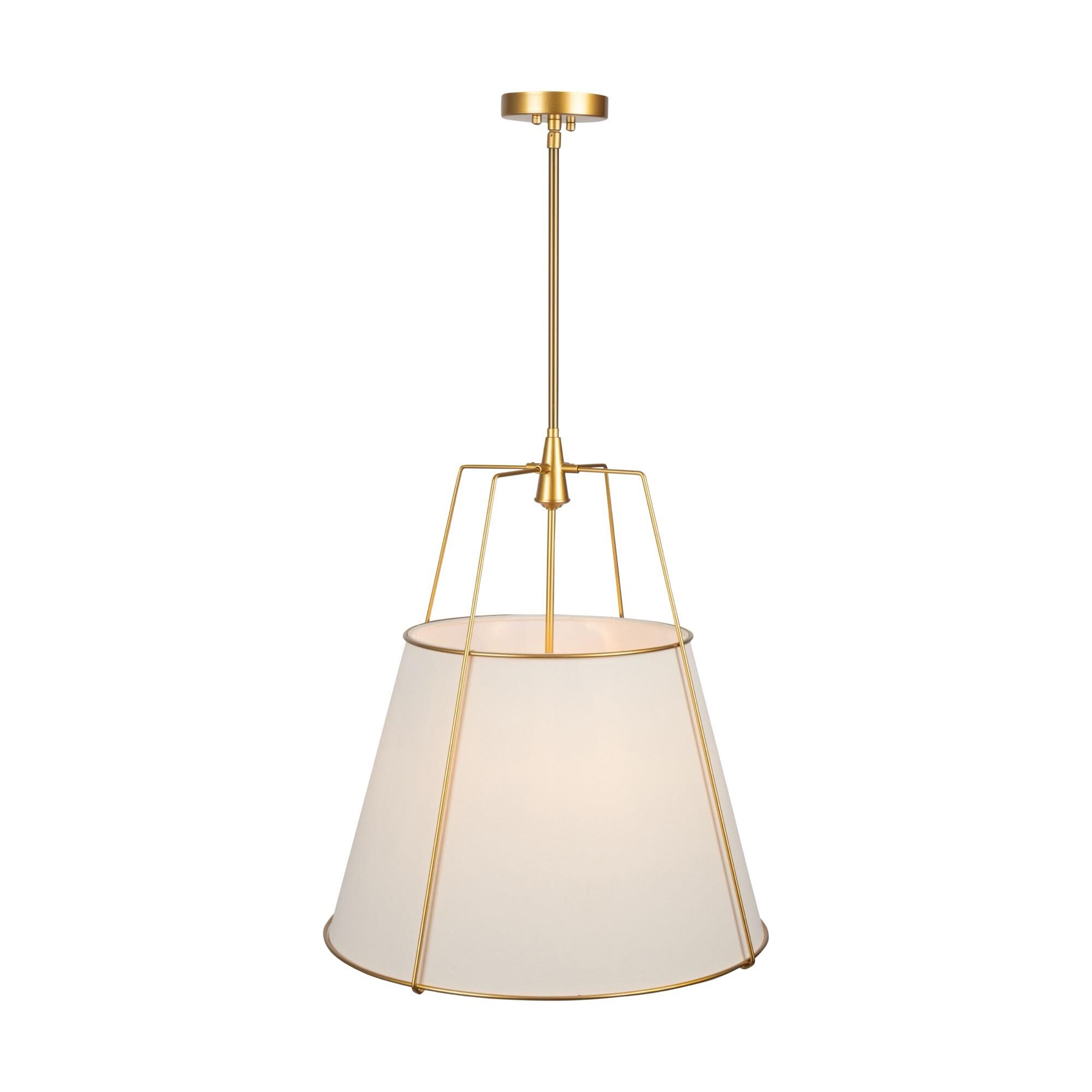 Shown in Brass finish and Pvc+linen shade