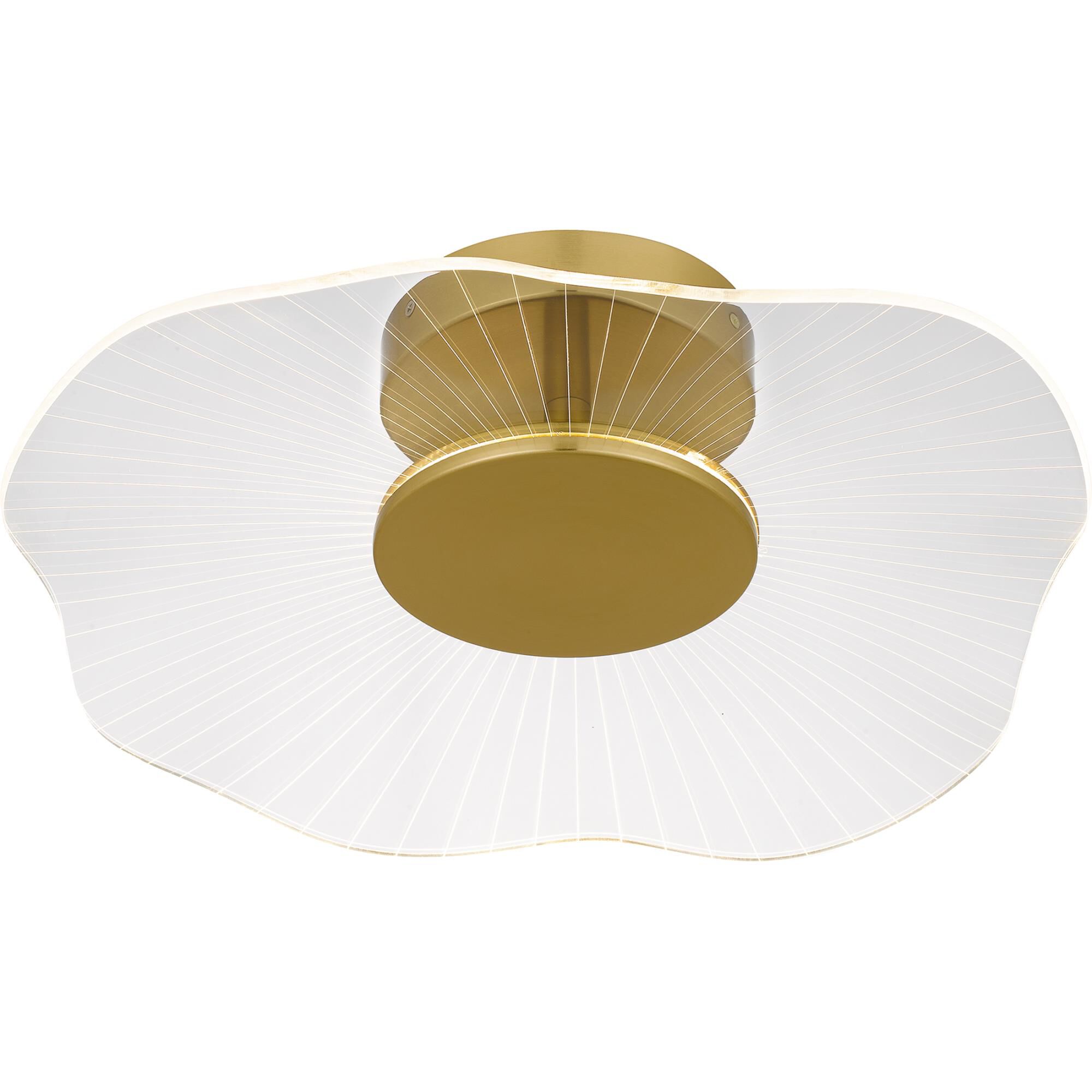 Shown in Brushed Gold finish and Clear Acrylic shade