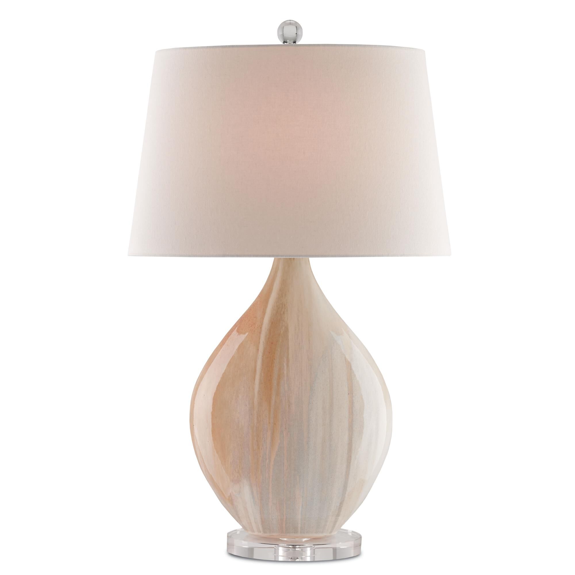 Shown in Amber-Clear finish and Off White Linen shade