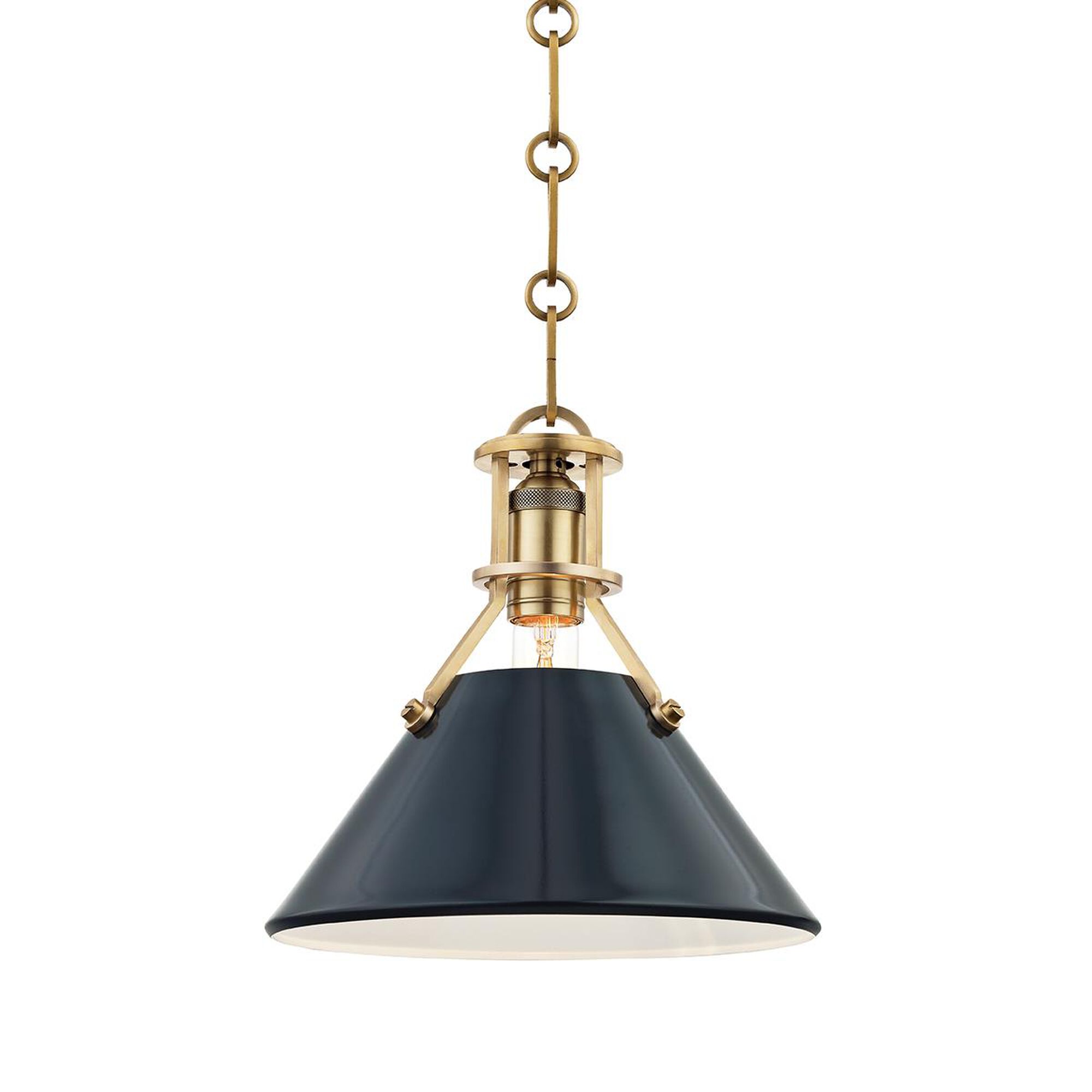 Shown in Aged Brass finish and Darkest Blue - Steel shade