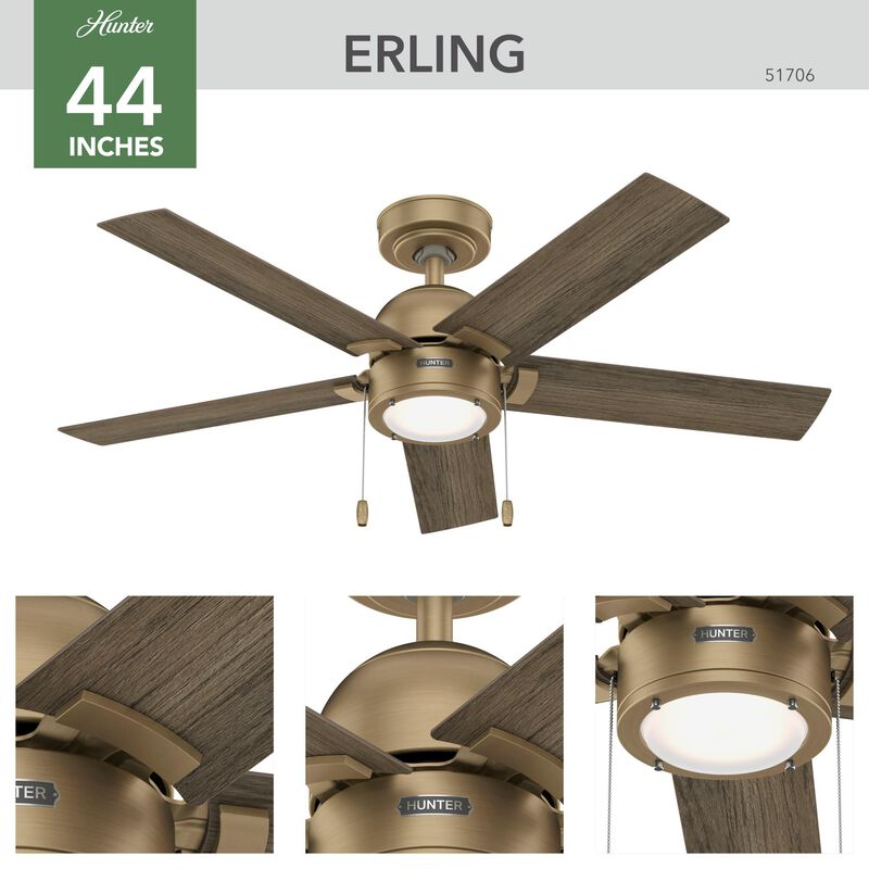 Erling 44 Inch Ceiling Fan with Light Kit by Hunter Fan