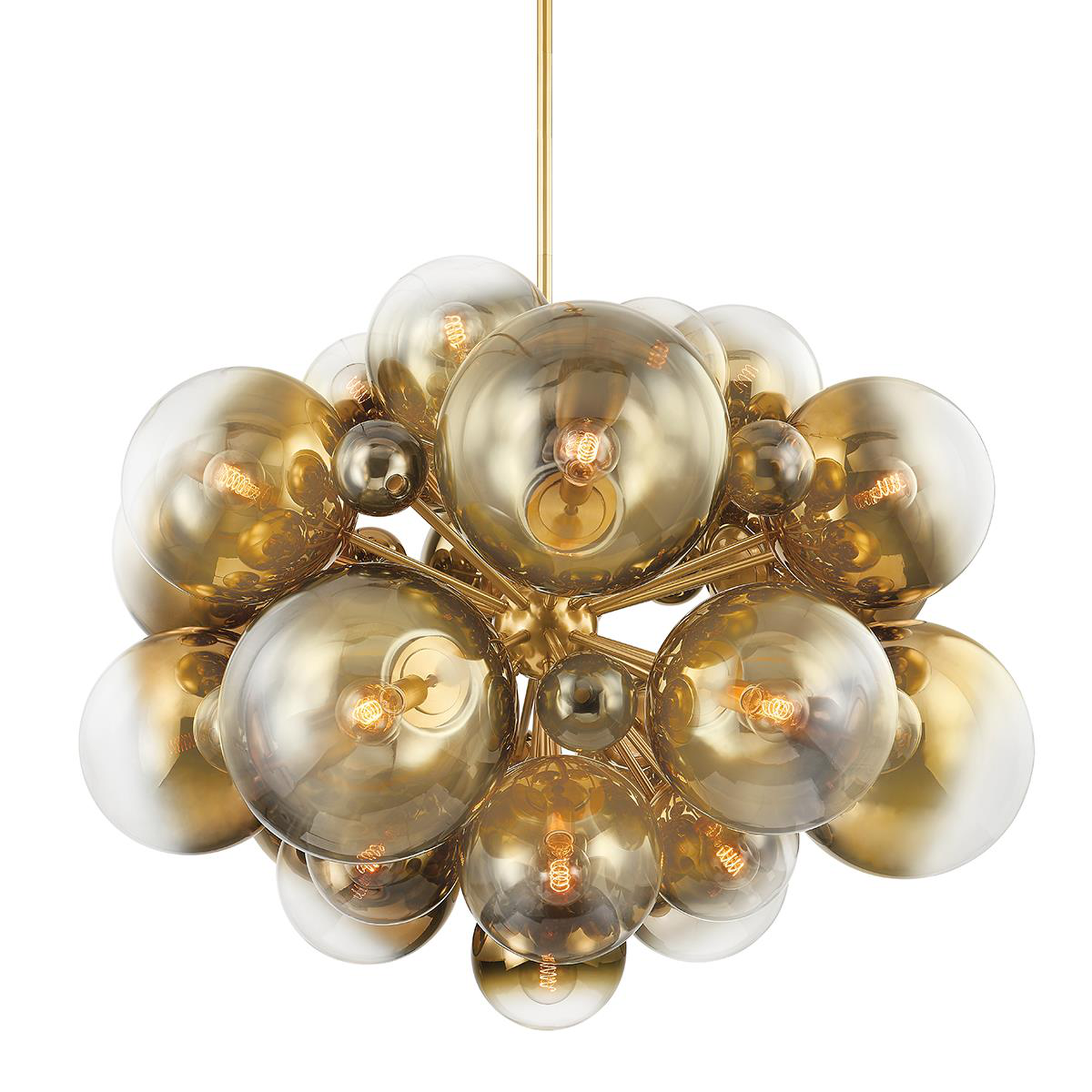 Shown in Vintage Polished Brass finish and Clear with Plated Ombre glass